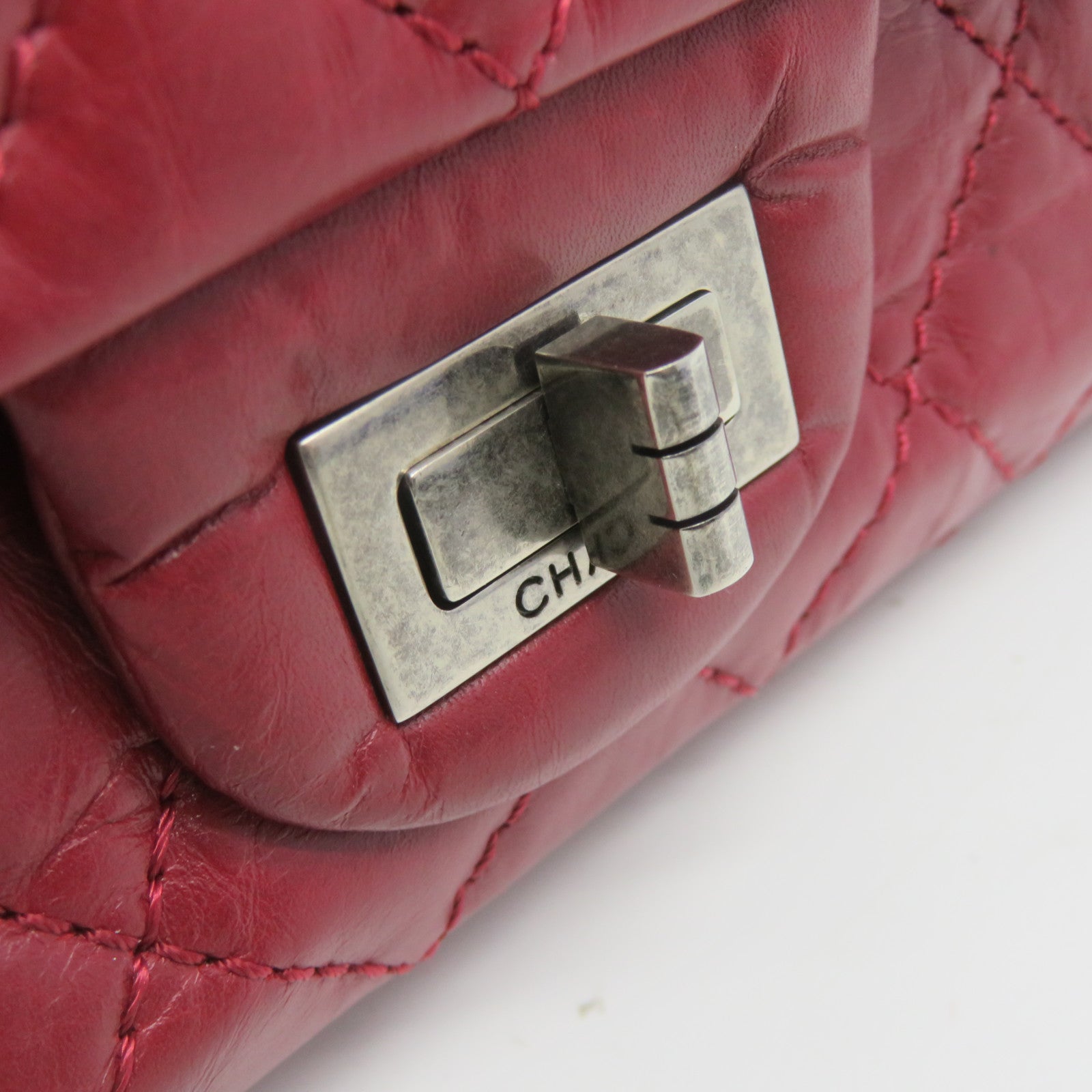 CHANEL Lingge cowhide leather 2.55 Chain Shoulder Bag silver buckle chain shoulder bag wine red