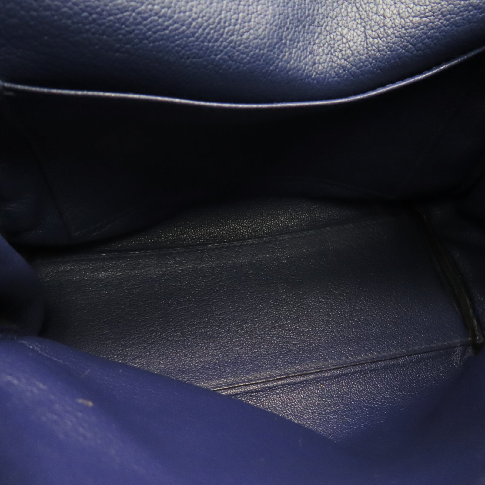 HERMES Taurillon Clemence Leather Kelly Ado Gold Buckle Backpack Sapphire Blue