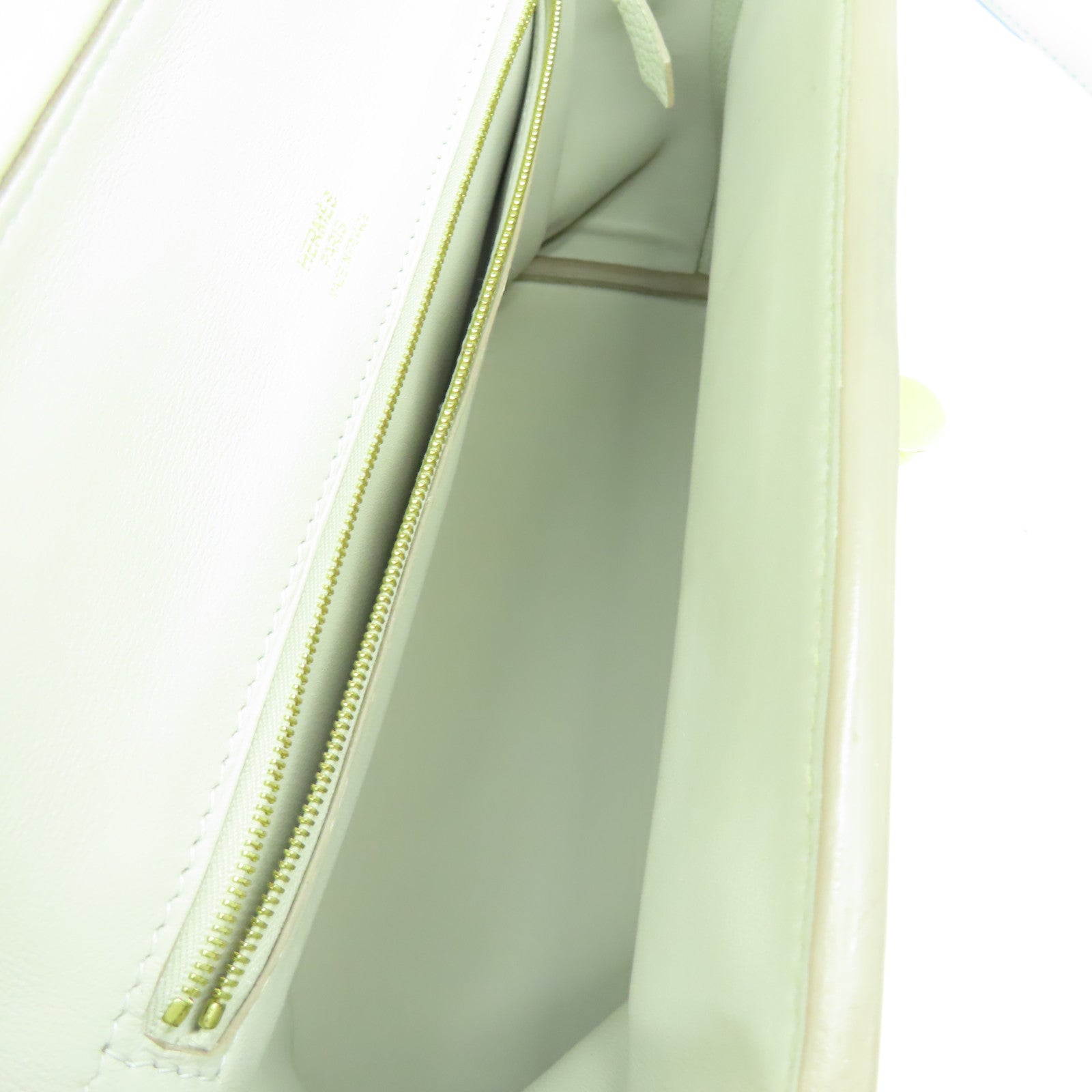 HERMES Clemence皮革2424金扣手挽肩背兩用袋珍珠灰色
