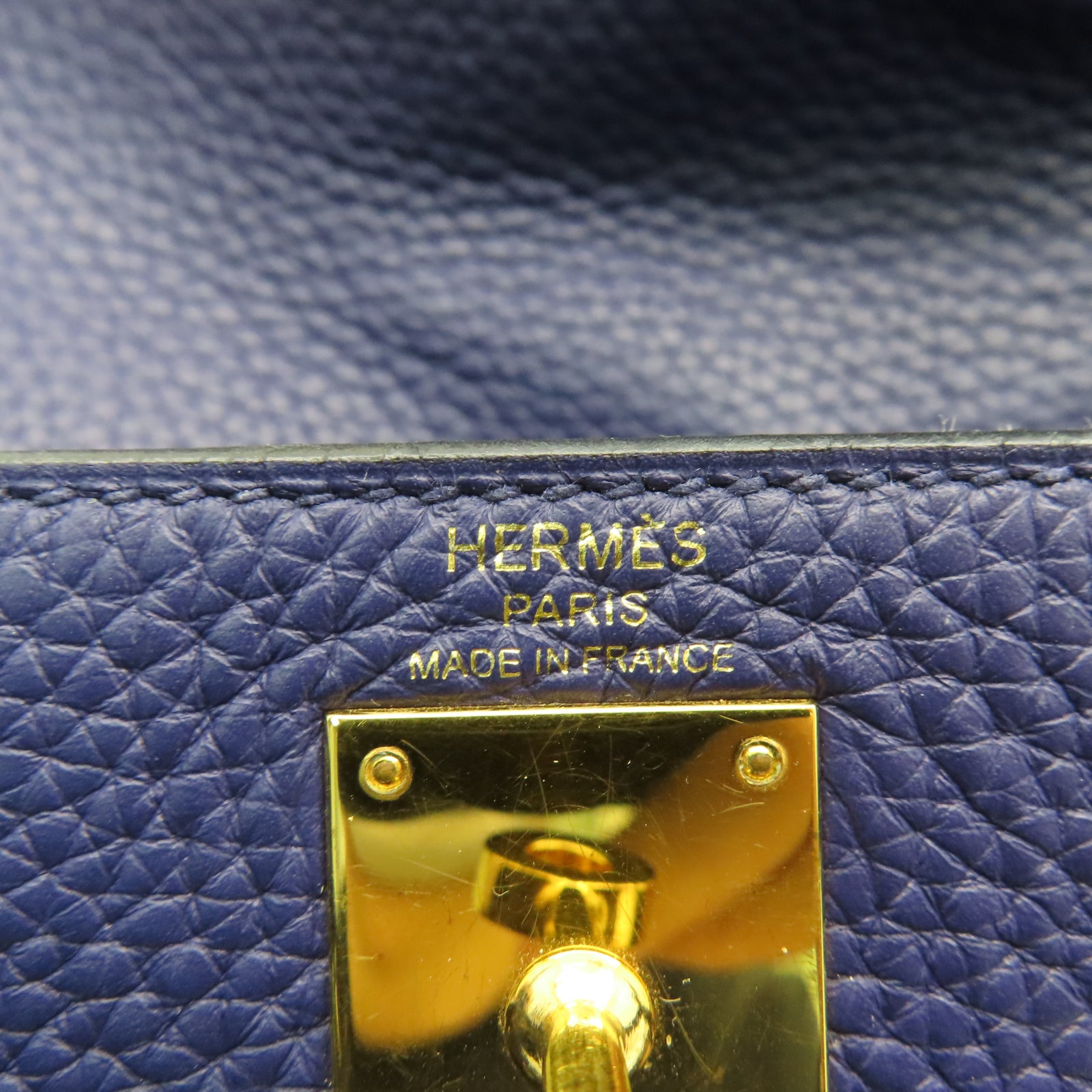 HERMES Taurillon Clemence Leather Kelly Ado Gold Buckle Backpack Sapphire Blue