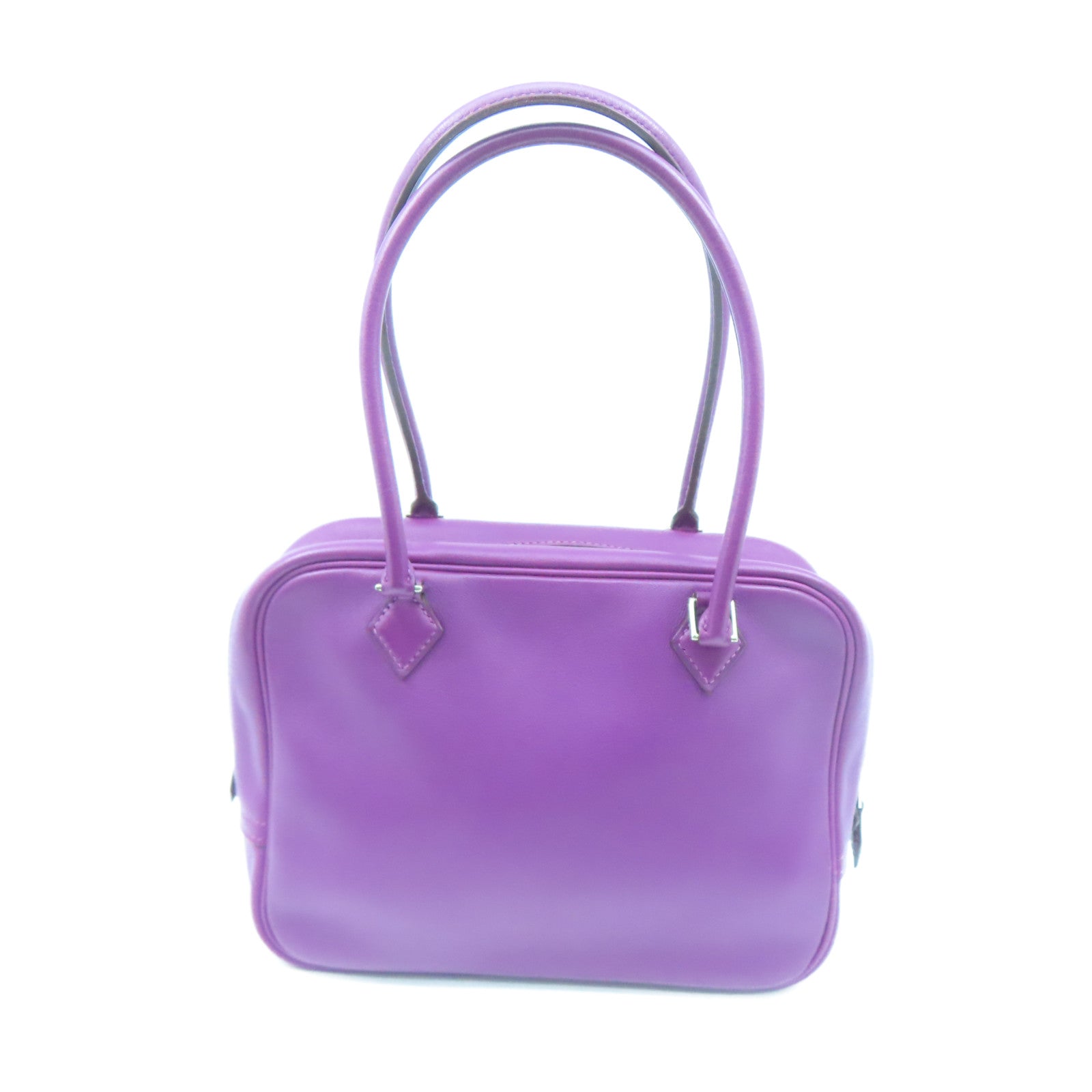 HERMES Swift Leather Plume 20 Silver Buckle Handle Bag Anemone Purple