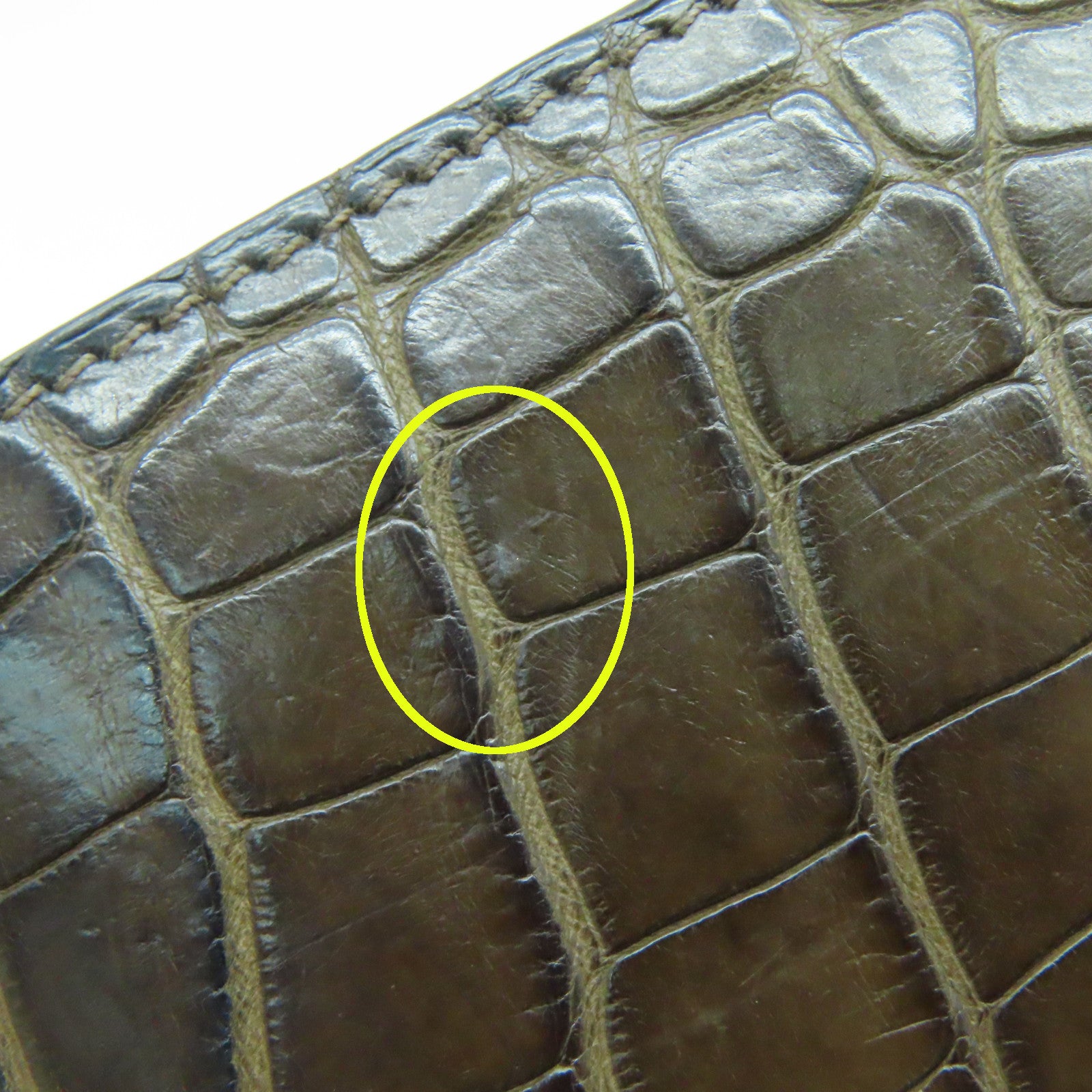 HERMES 鳄鱼皮革Bearn W Snap金扣钱包巧克力色