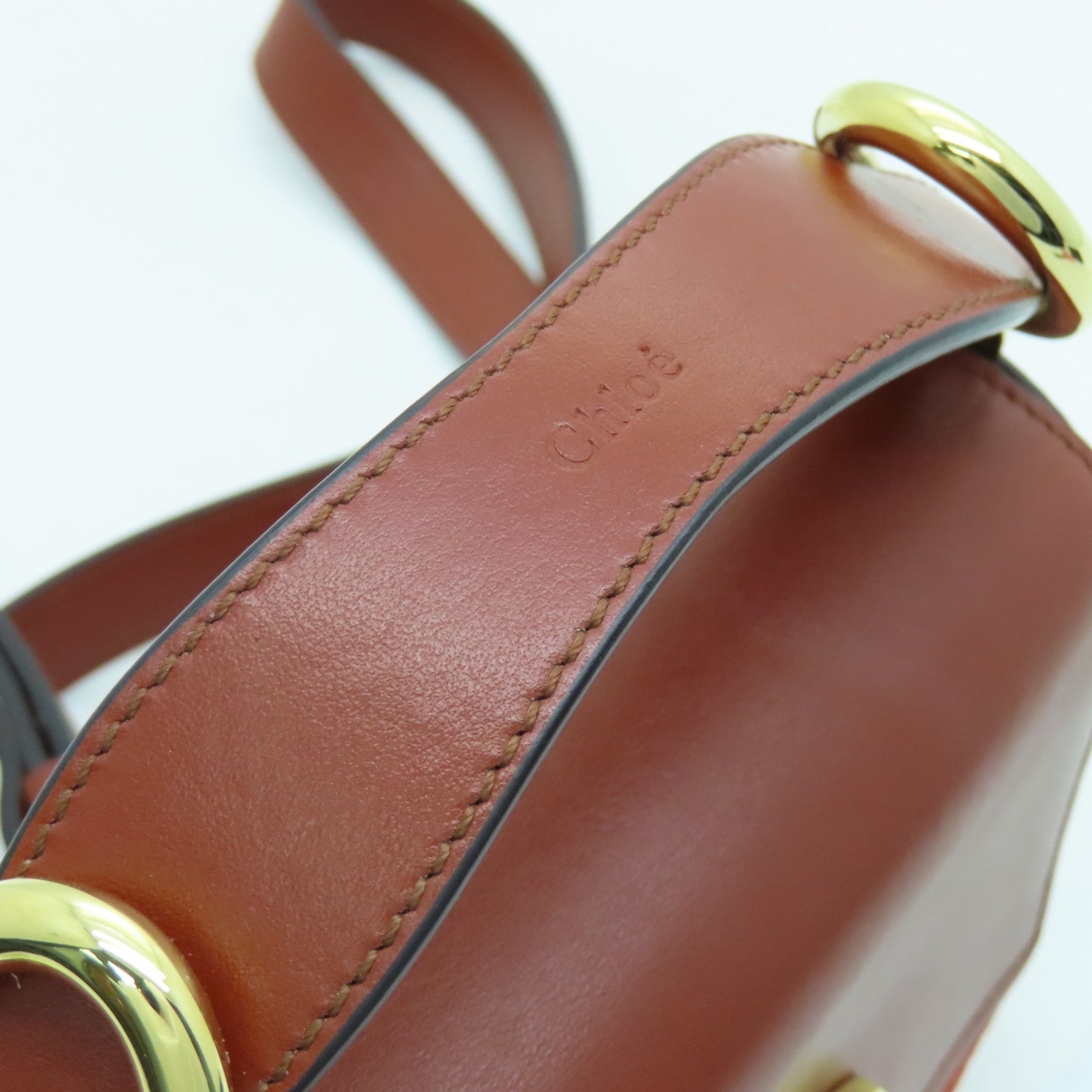 Chloe cowhide leather Shoulder Bag gold buckle handle shoulder bag brown