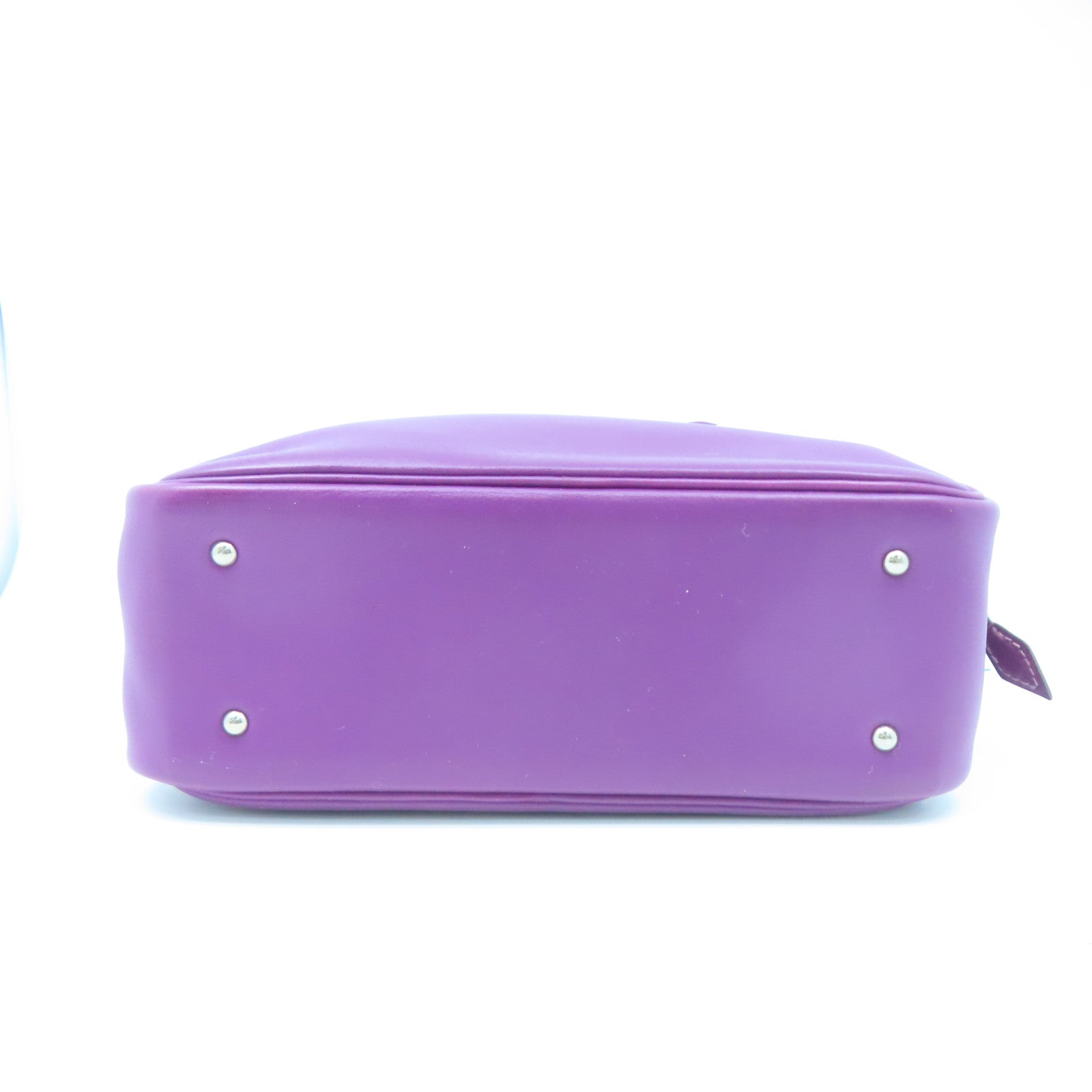 HERMES Swift Leather Plume 20 Silver Buckle Handle Bag Anemone Purple