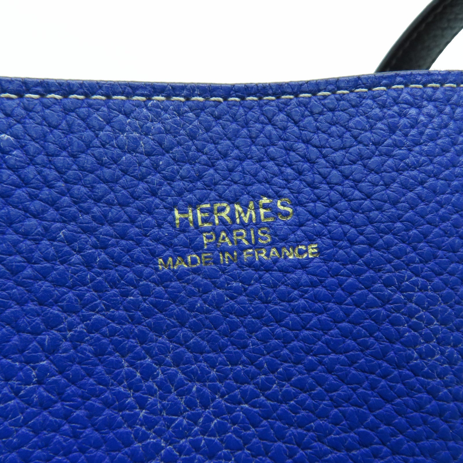HERMES [Sharp Discount] Clemence Leather Double Sens Handle Bag / Shoulder Bag Bleu Electrique Blue / Gray
