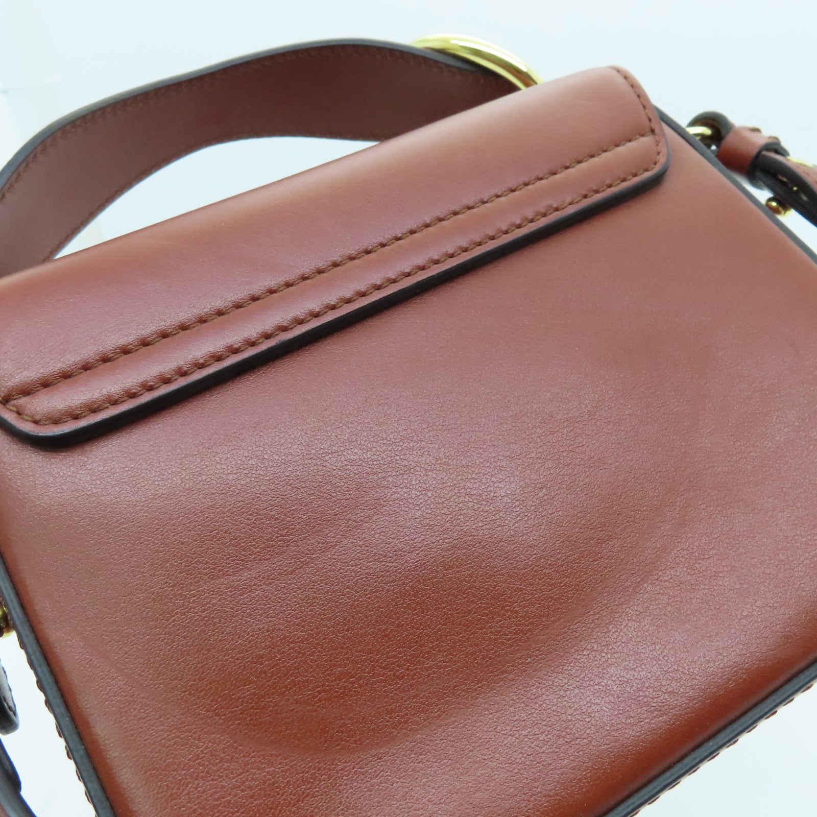 Chloe cowhide leather Shoulder Bag gold buckle handle shoulder bag brown