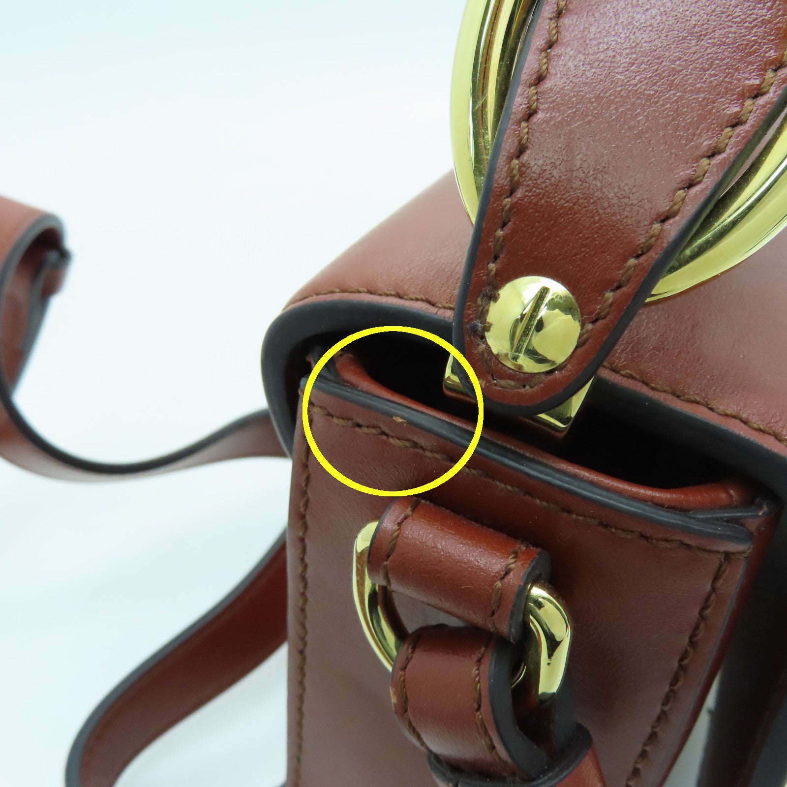 Chloe cowhide leather Shoulder Bag gold buckle handle shoulder bag brown
