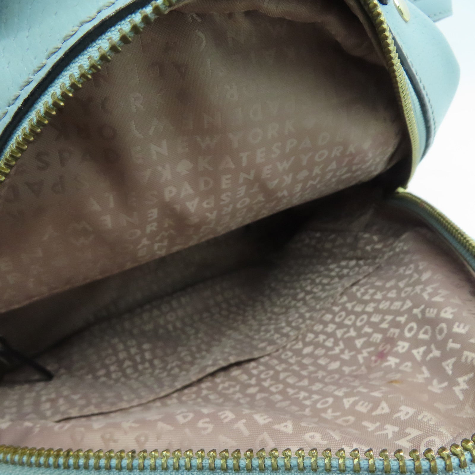 Kate Spade 牛皮皮革Backpack金扣背包蓝色