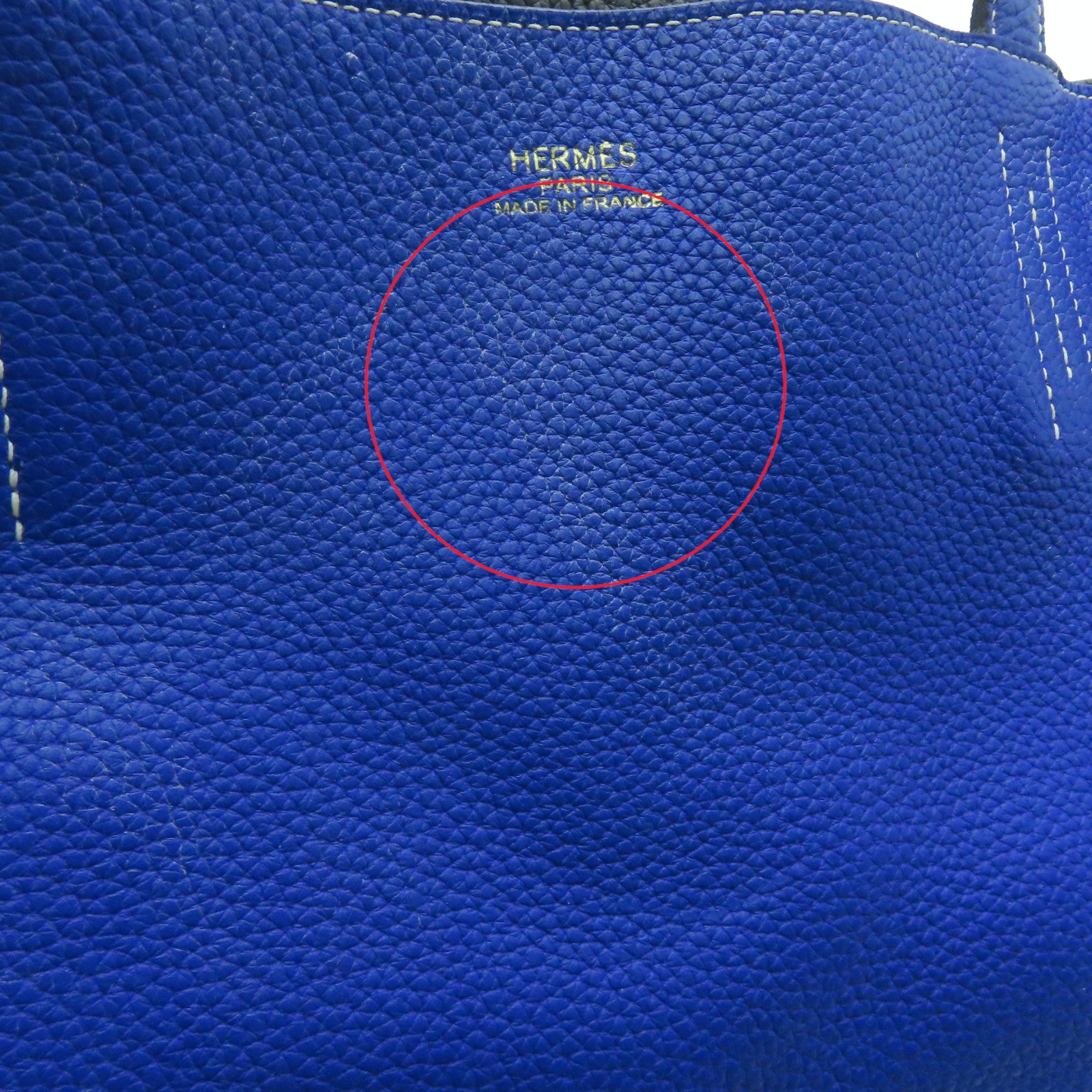 HERMES [Sharp Discount] Clemence Leather Double Sens Handle Bag / Shoulder Bag Bleu Electrique Blue / Gray