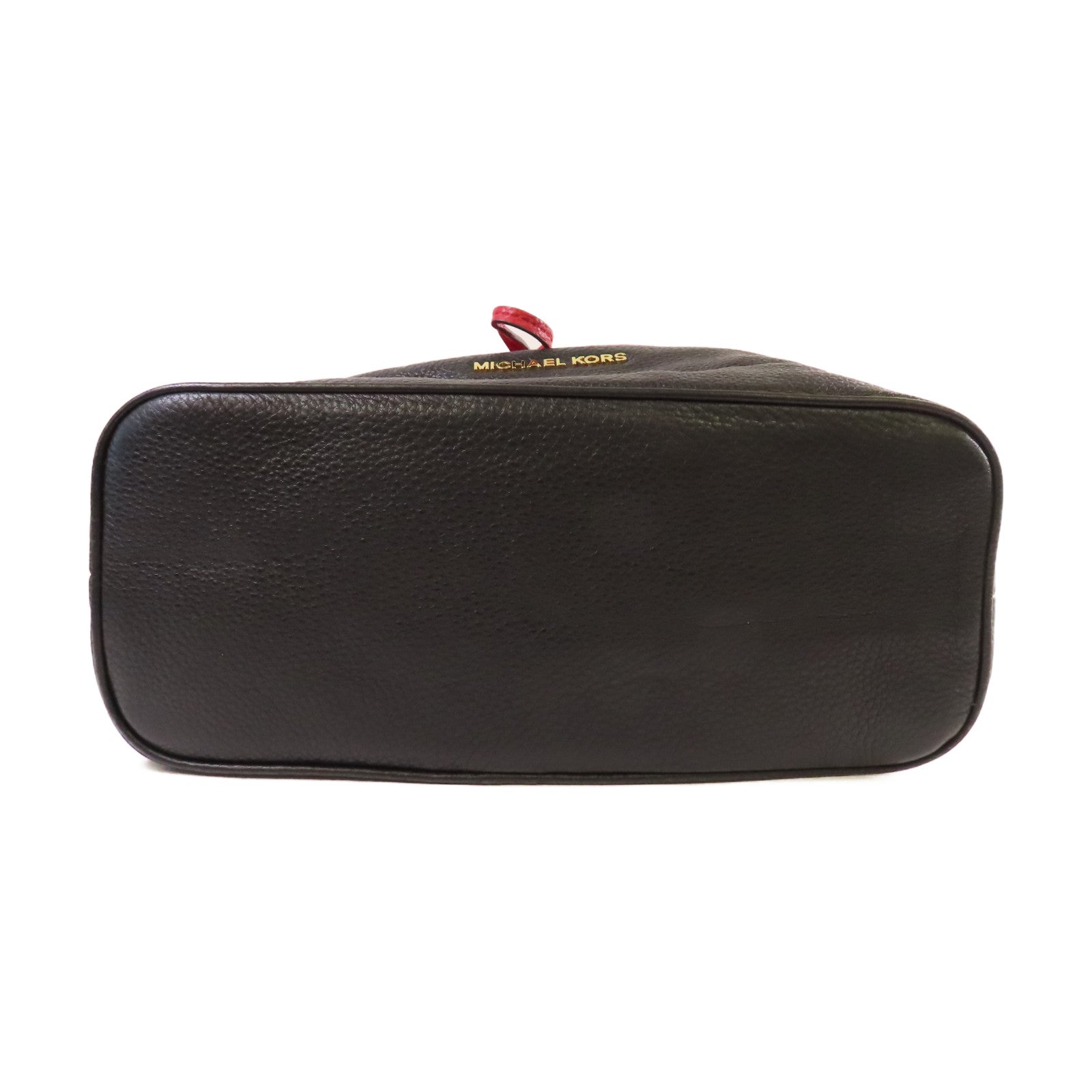 Michael Kors 皮革Bucket Bag金扣肩背袋紅色/黑色