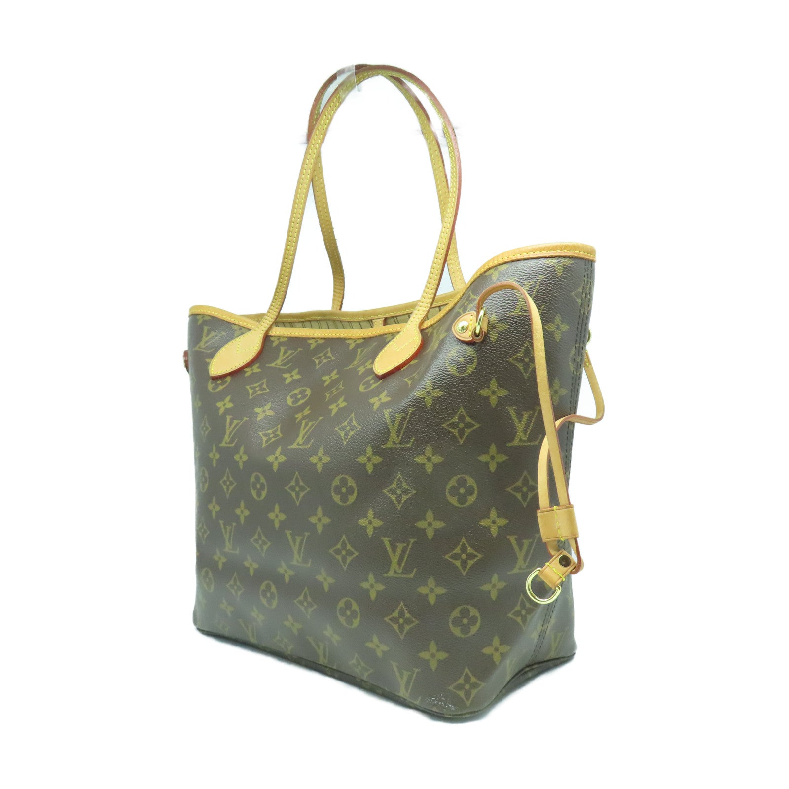 LOUIS VUITTON Monogram Neverfull MM金扣手挽袋啡色