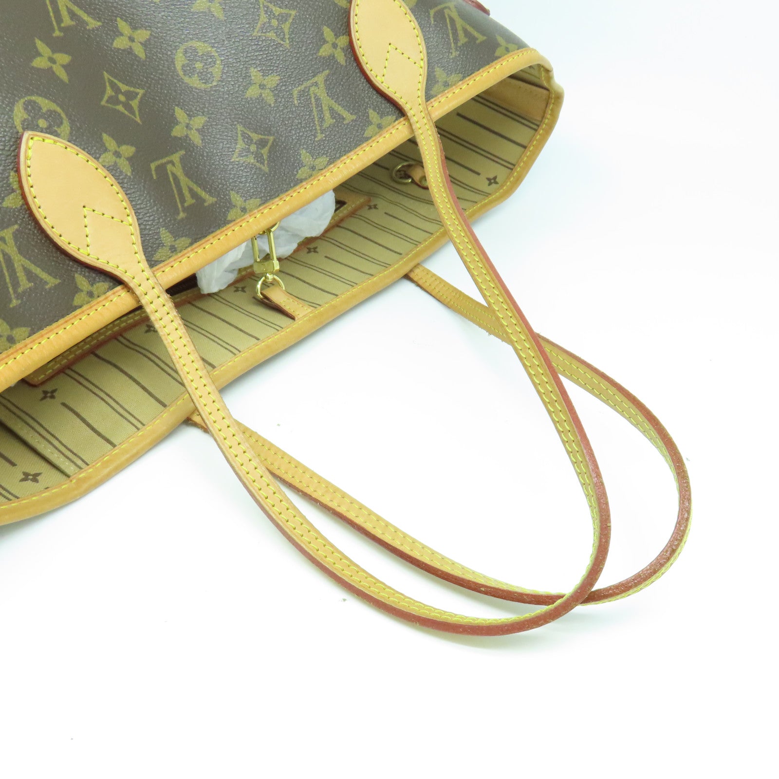 LOUIS VUITTON Monogram Neverfull MM金扣手挽袋啡色
