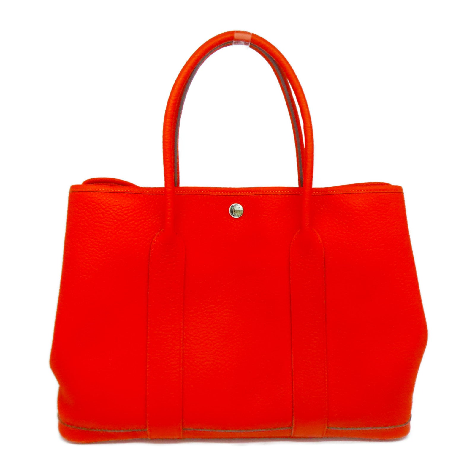 HERMES Negonda皮革Garden Party PM銀扣手挽袋橙色