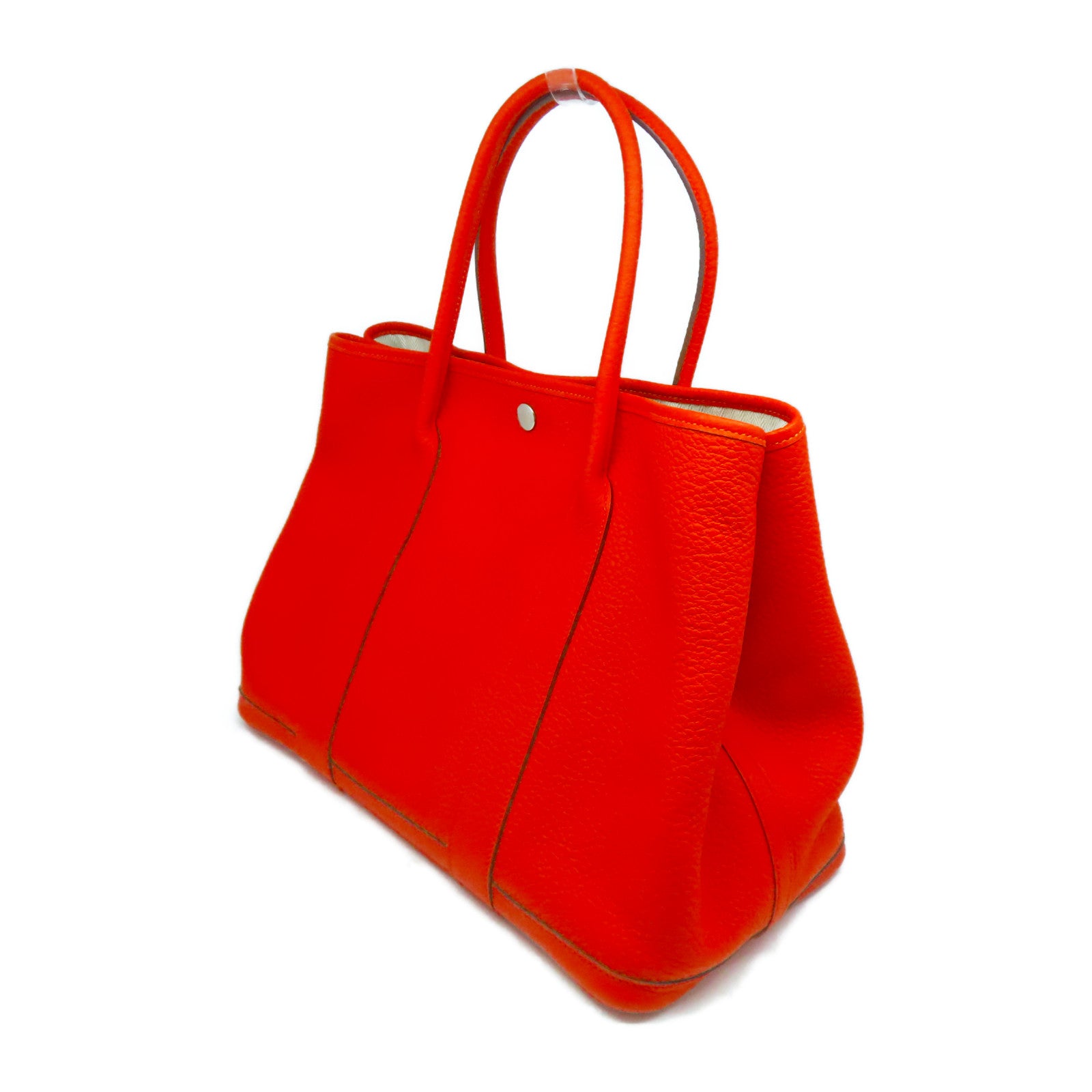HERMES Negonda皮革Garden Party PM銀扣手挽袋橙色