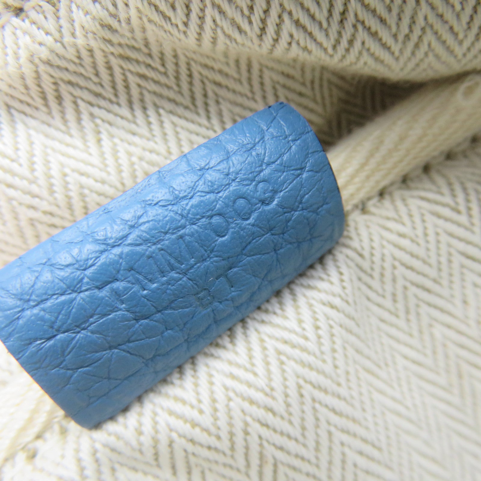 HERMES Clemence Leather Victolia Hand Bag Silver Buckle Hand Bag Blue Jean Blue