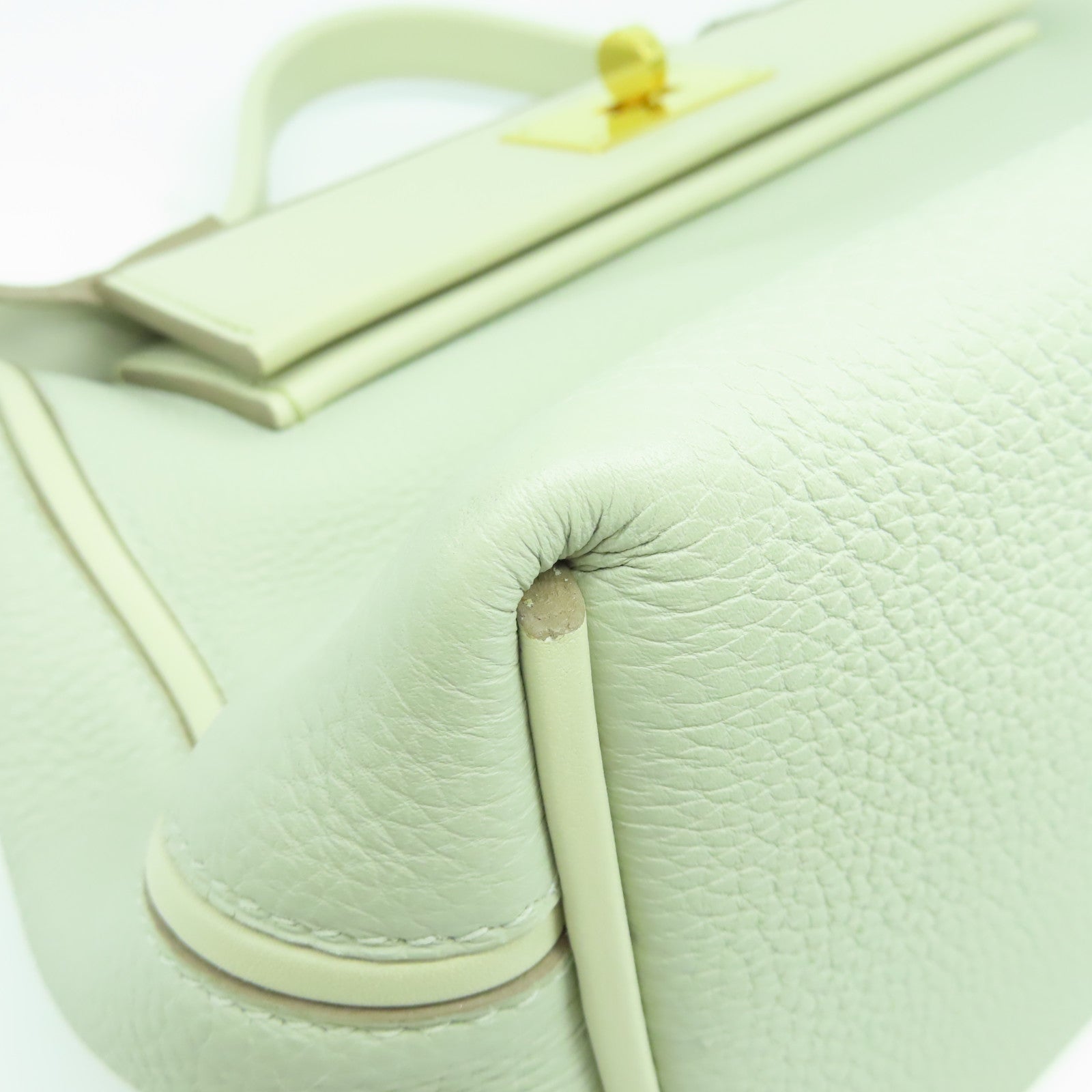 HERMES Clemence皮革2424金扣手挽肩背兩用袋珍珠灰色