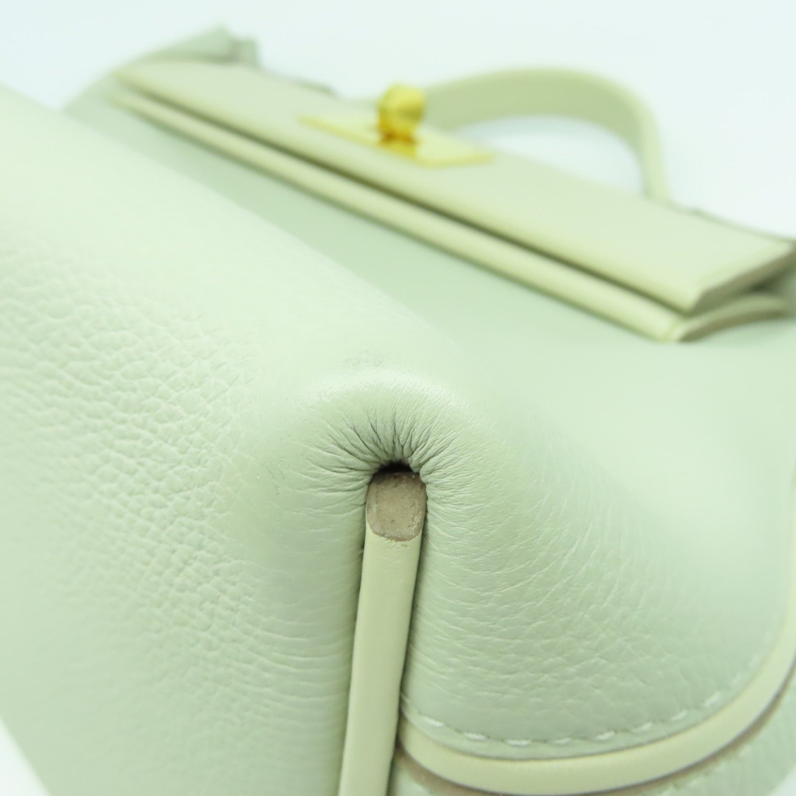 HERMES Clemence皮革2424金扣手挽肩背兩用袋珍珠灰色