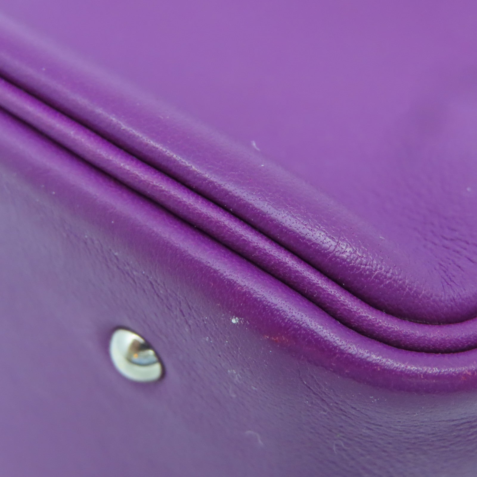 HERMES Swift Leather Plume 20 Silver Buckle Handle Bag Anemone Purple
