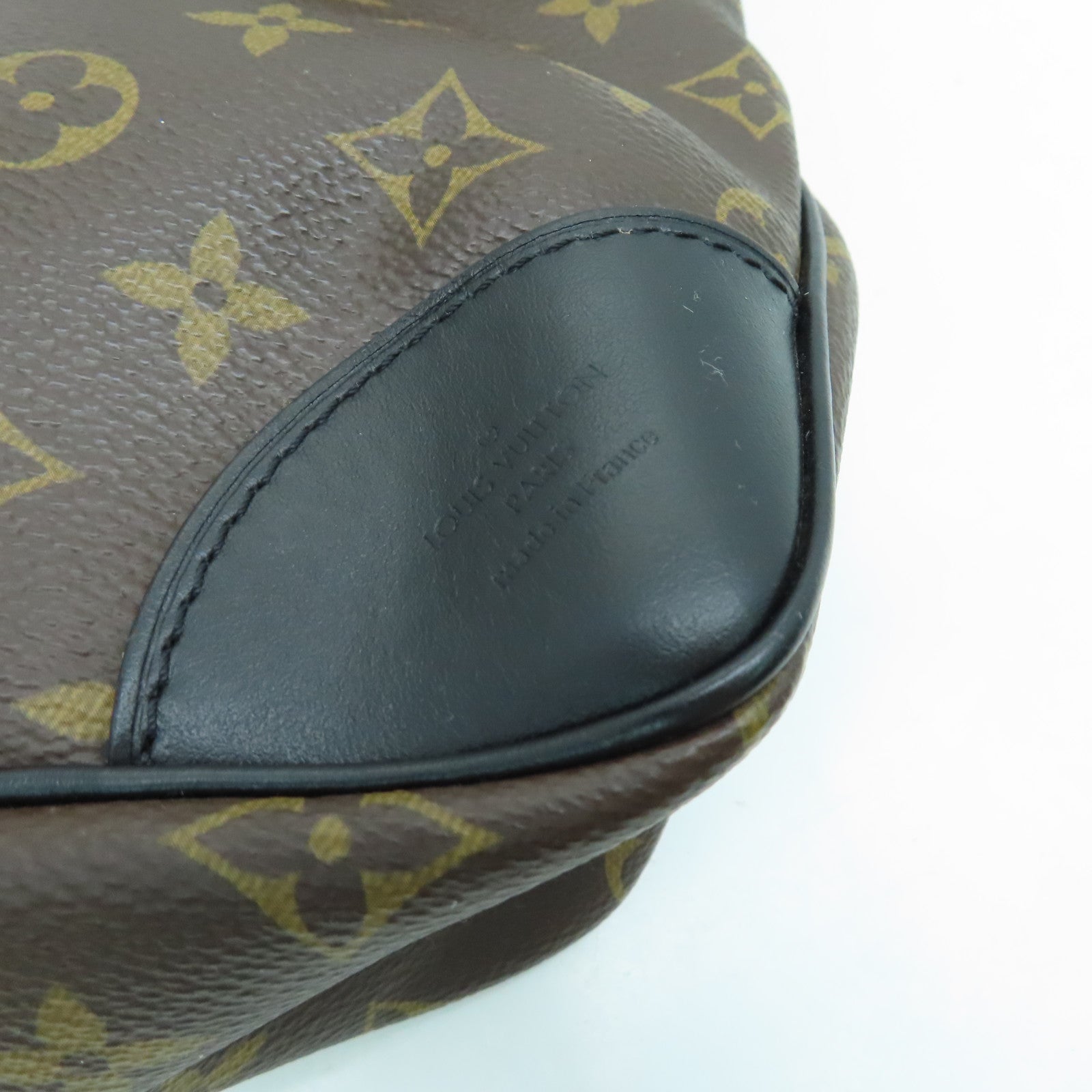 LOUIS VUITTON Monogram Odeon MM金扣肩背袋黑色/啡色