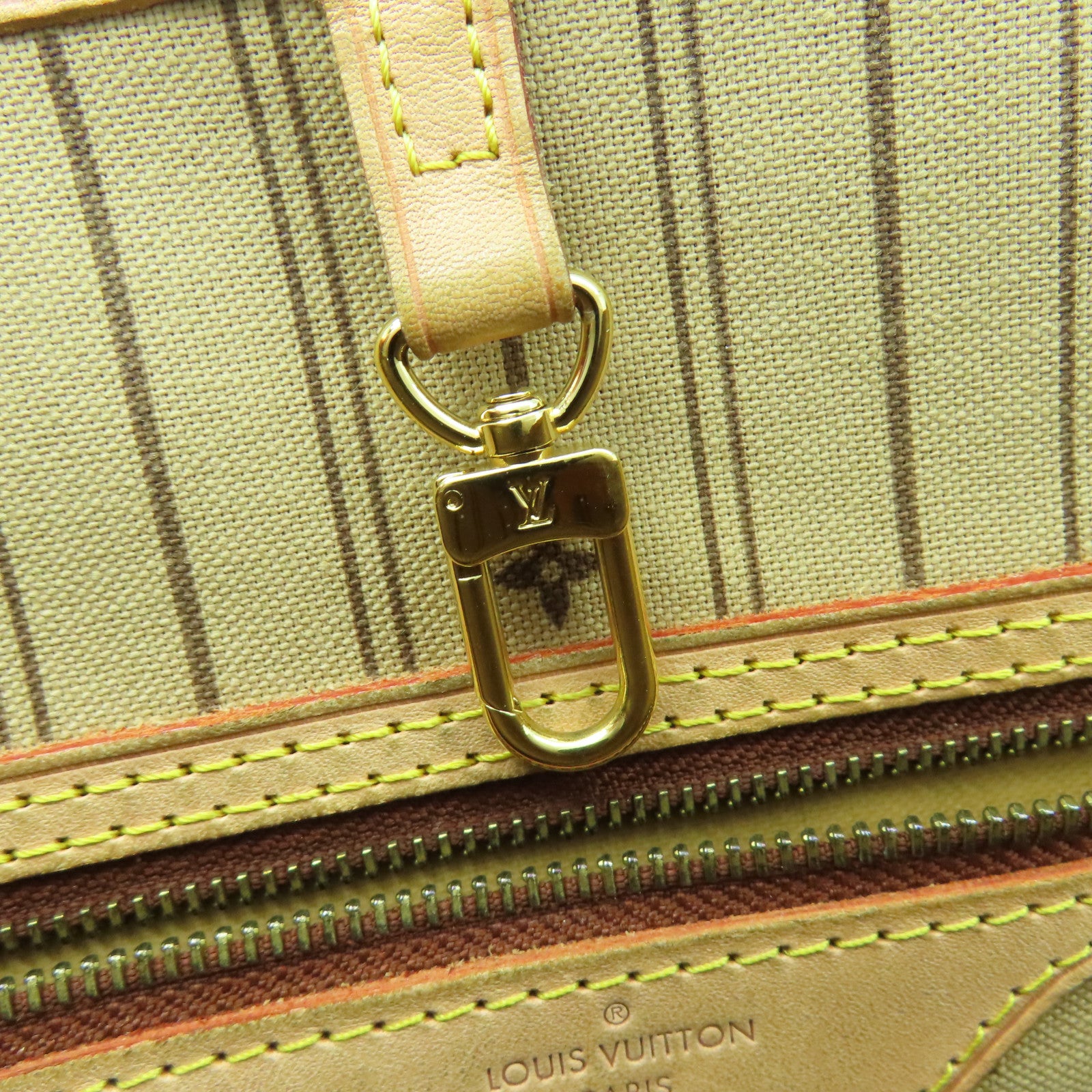 LOUIS VUITTON Monogram Neverfull MM金扣手挽袋啡色