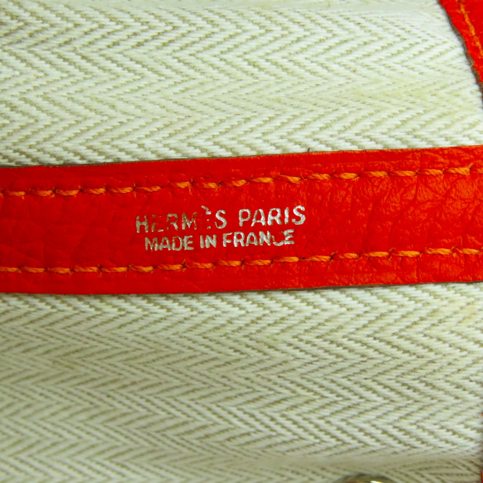 HERMES Negonda皮革Garden Party PM銀扣手挽袋橙色