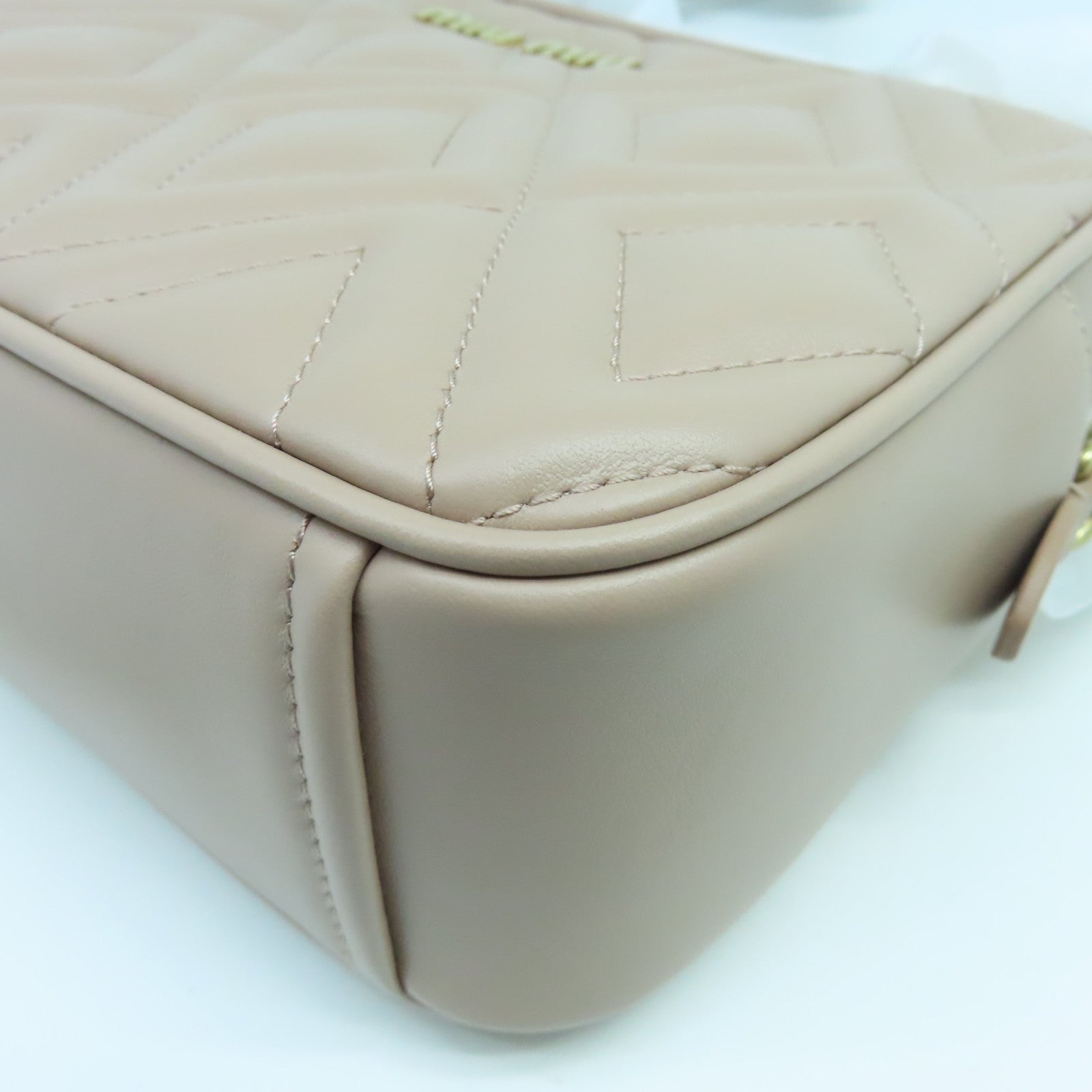Miu Miu Leather Shoulder Bag Gold Buckle Pink