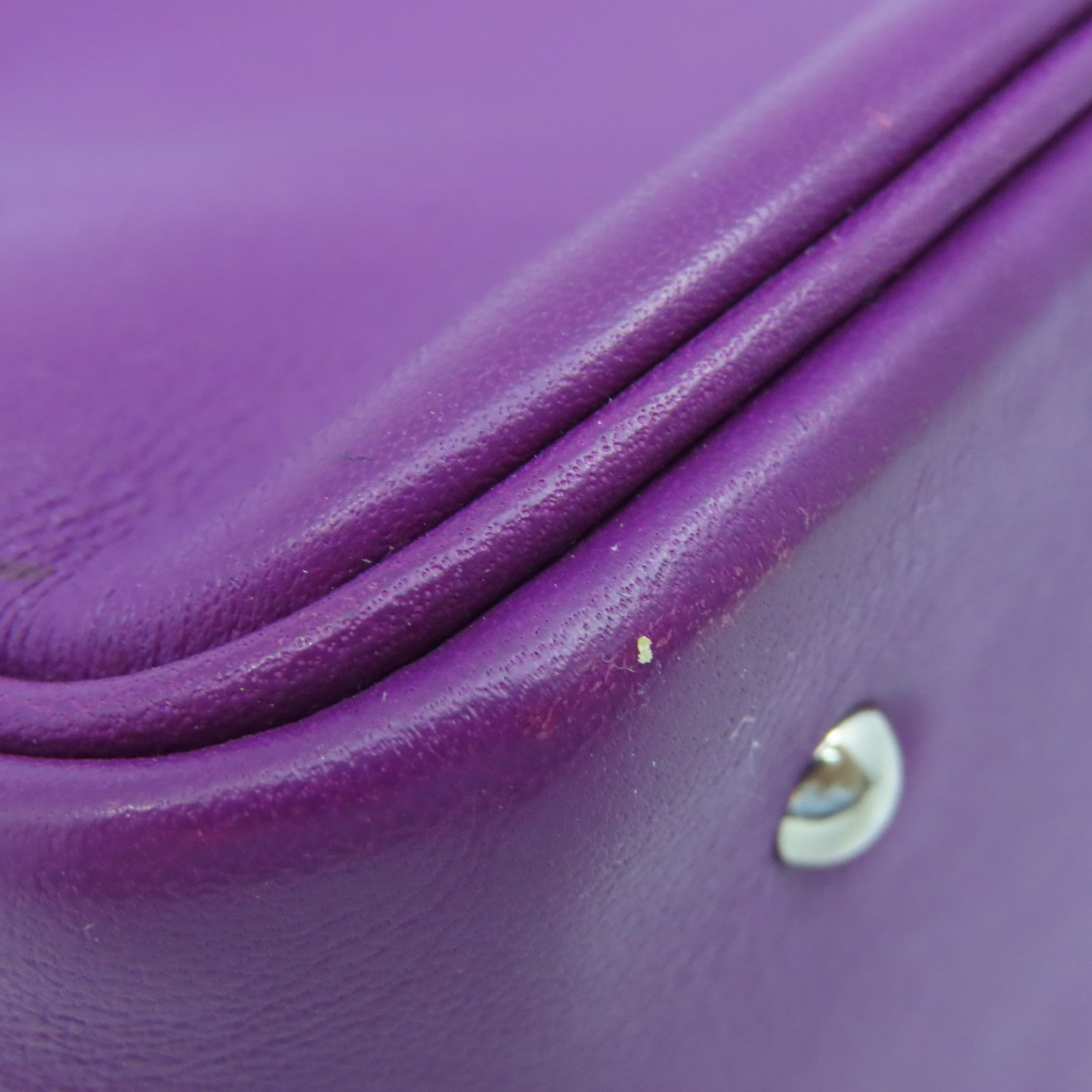 HERMES Swift Leather Plume 20 Silver Buckle Handle Bag Anemone Purple