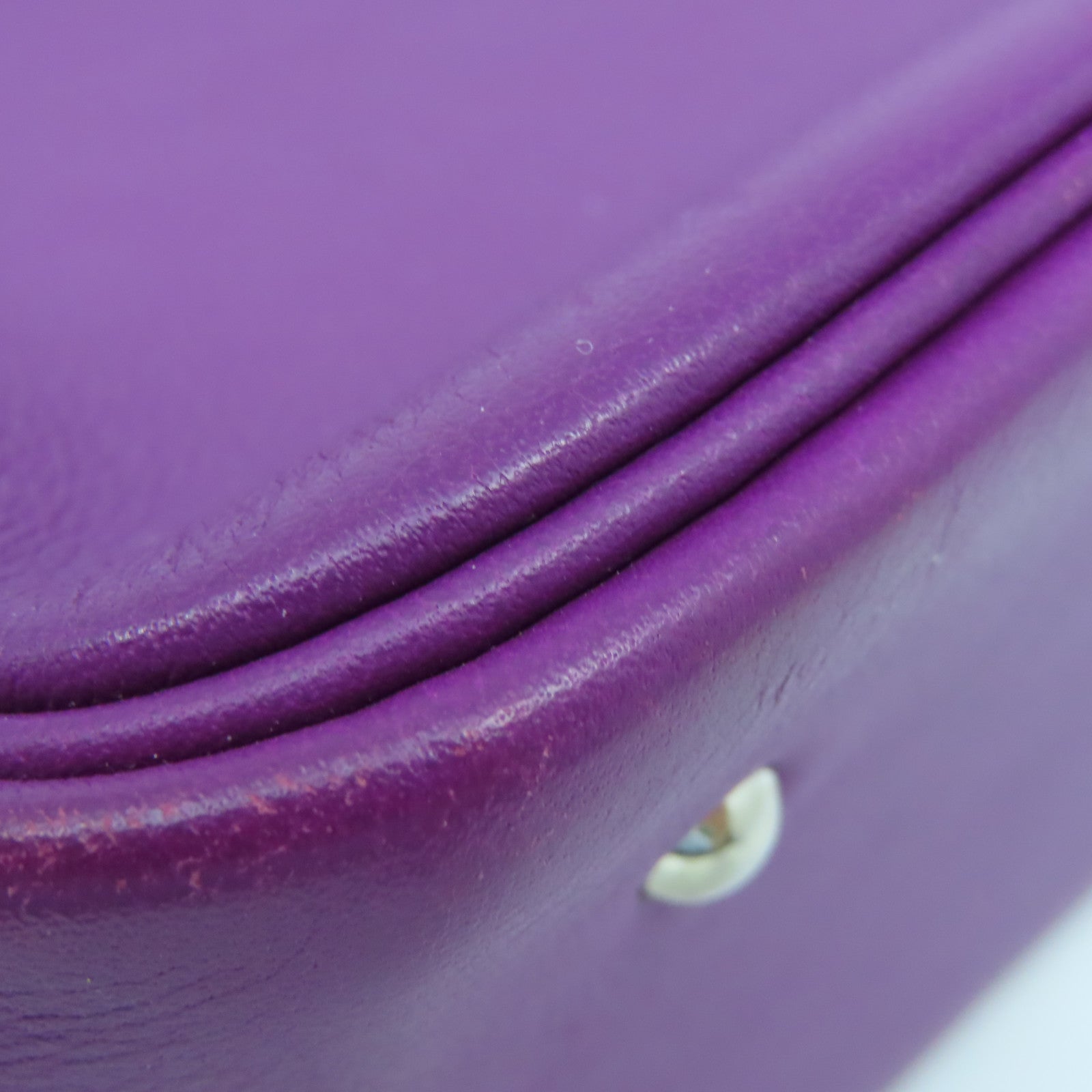 HERMES Swift Leather Plume 20 Silver Buckle Handle Bag Anemone Purple