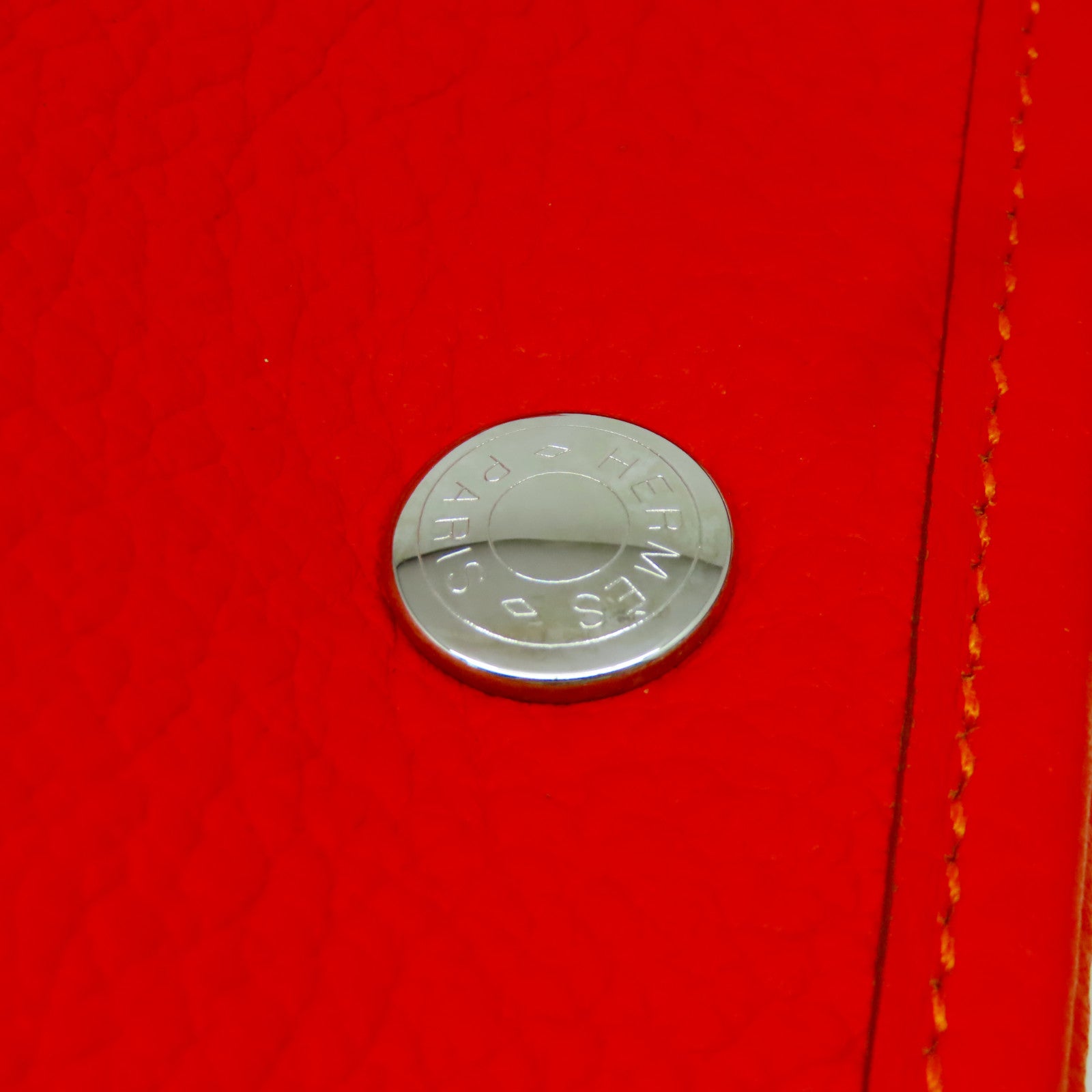 HERMES Negonda皮革Garden Party PM銀扣手挽袋橙色