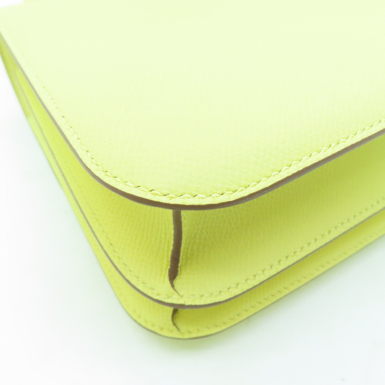 HERMES Epsom皮革Constance 24金扣手挽肩背兩用袋黃色