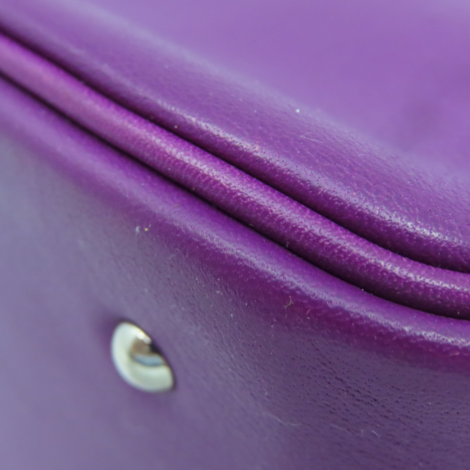 HERMES Swift Leather Plume 20 Silver Buckle Handle Bag Anemone Purple