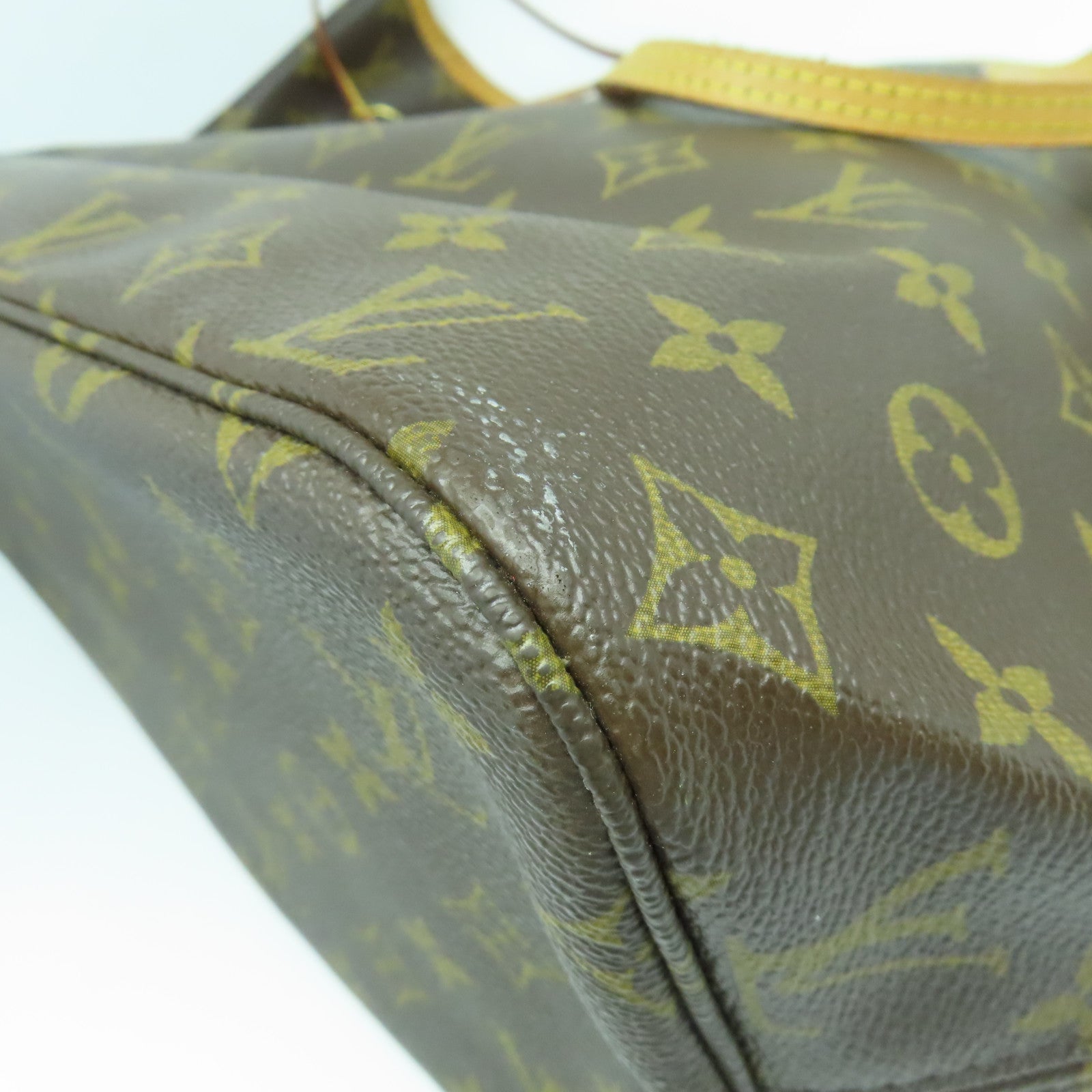 LOUIS VUITTON Monogram Neverfull MM金扣手挽袋啡色
