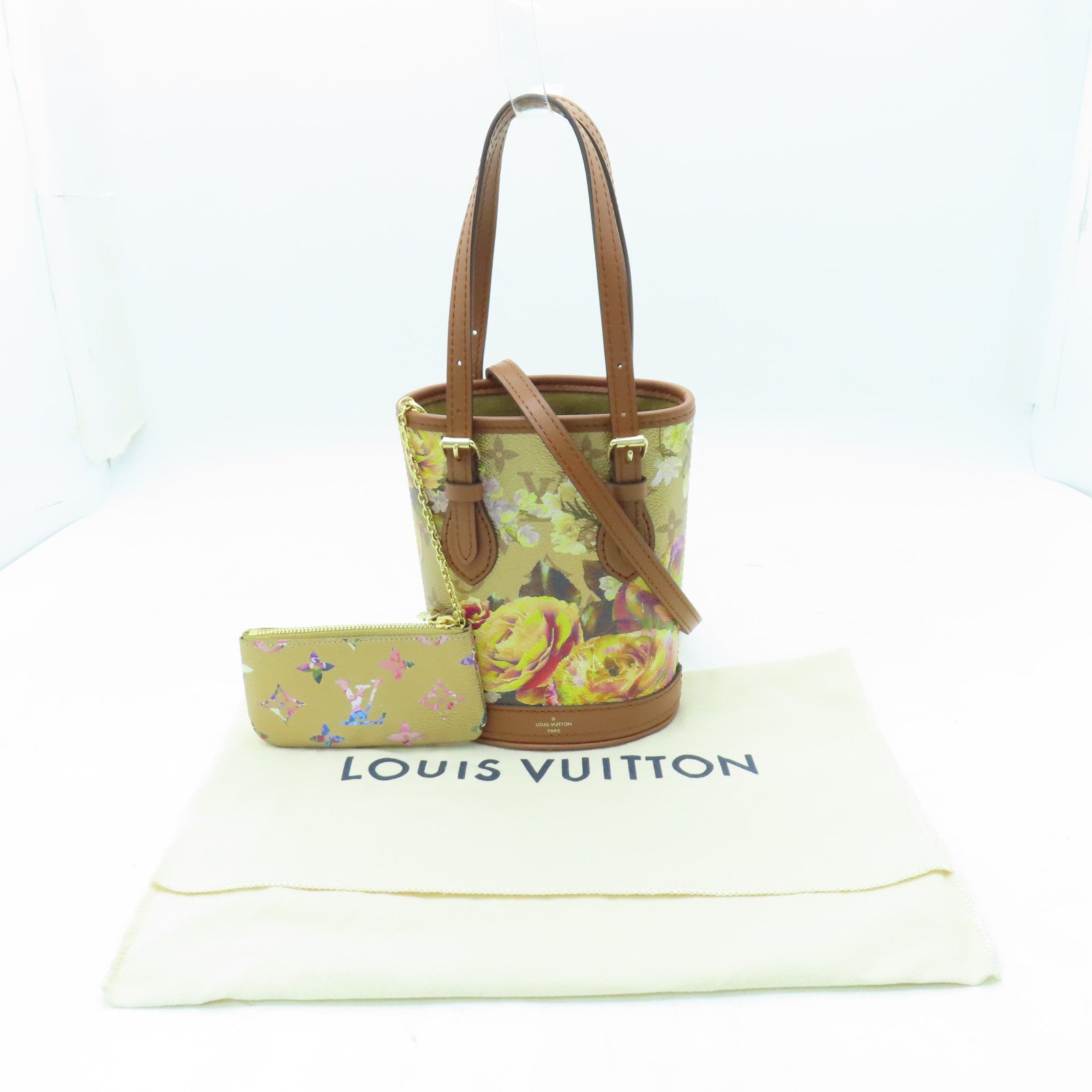 LOUIS VUITTON Monogram Nano Bucket金扣手挽肩背兩用袋金色