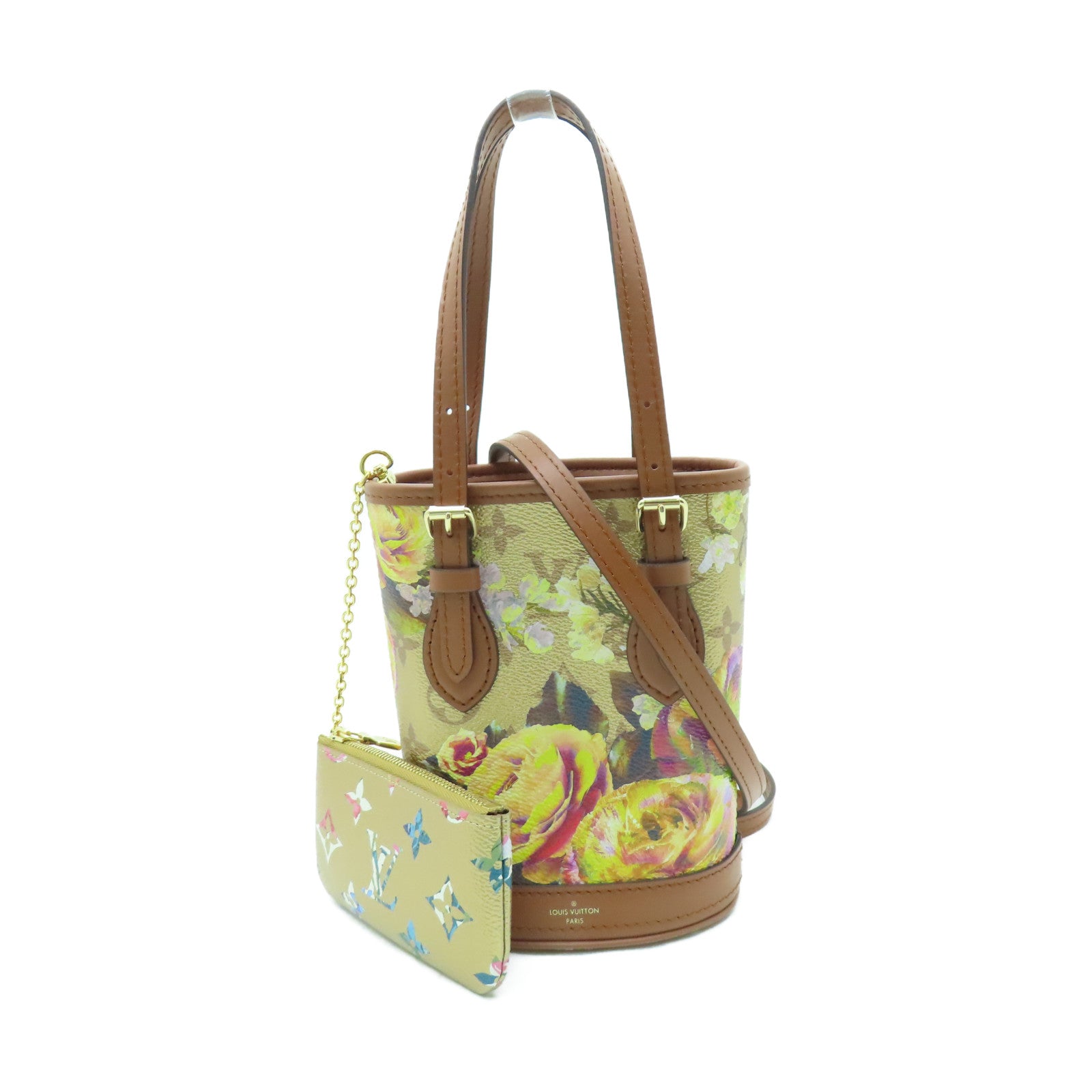 LOUIS VUITTON Monogram Nano Bucket金扣手挽肩背兩用袋金色