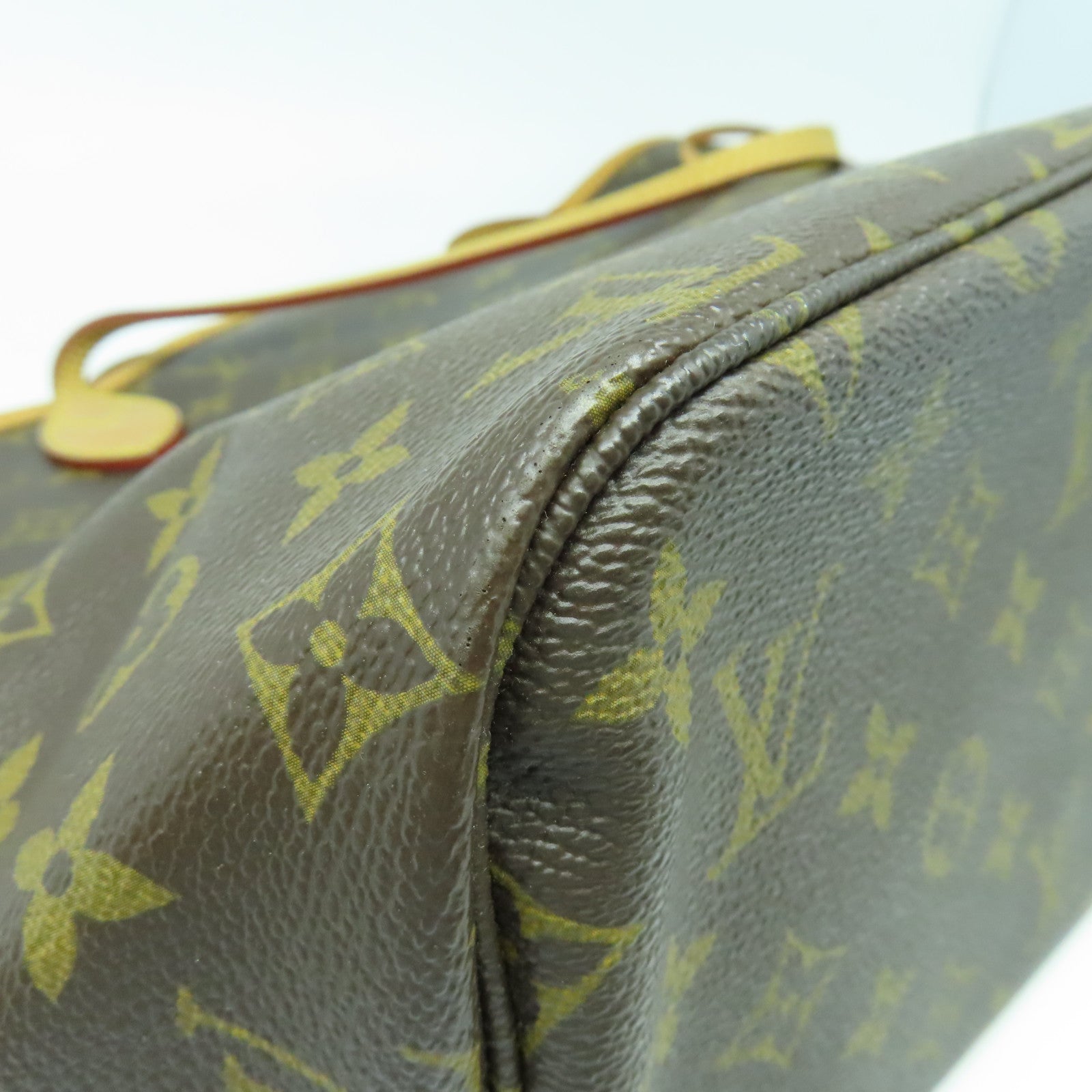LOUIS VUITTON Monogram Neverfull MM金扣手挽袋啡色