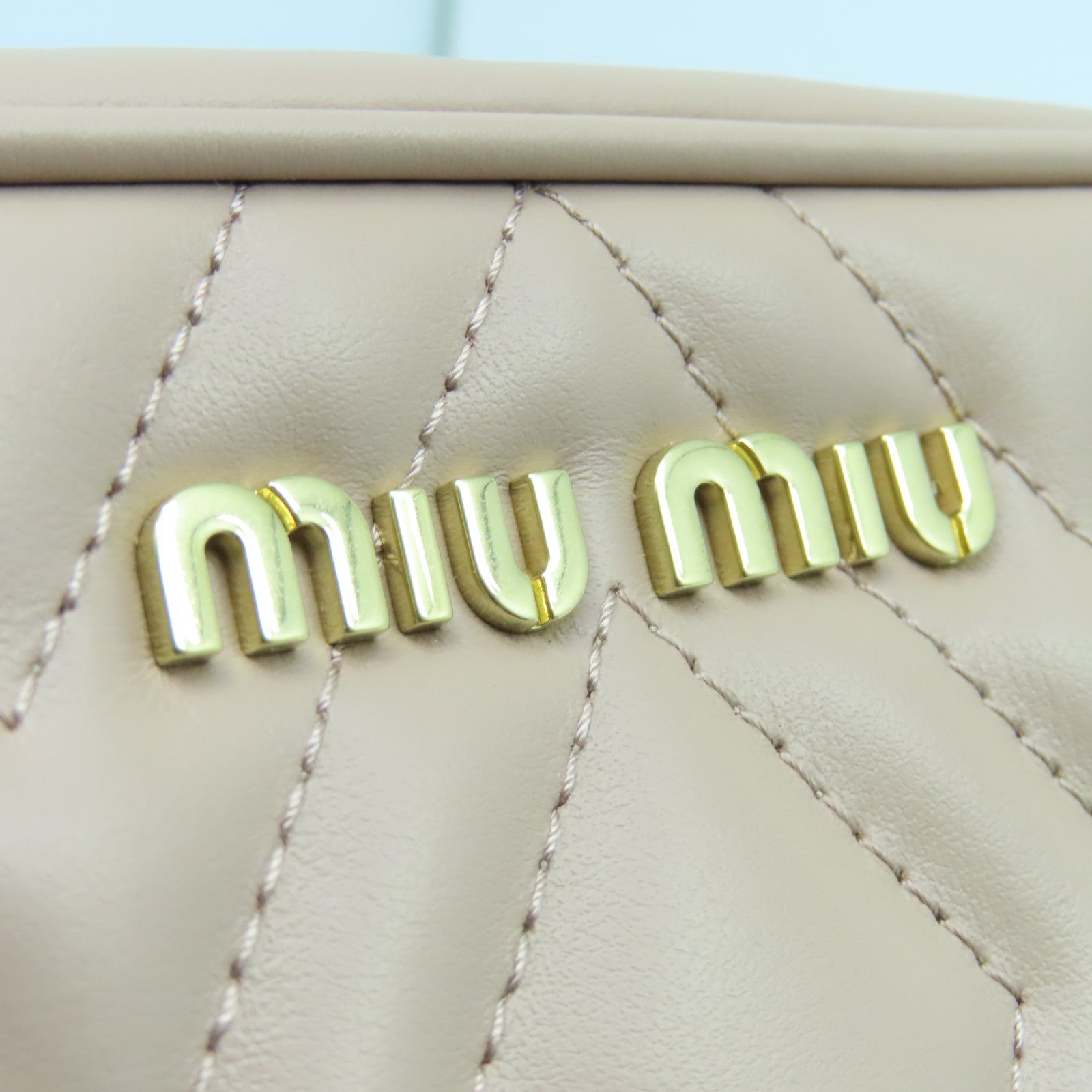 Miu Miu Leather Shoulder Bag Gold Buckle Pink