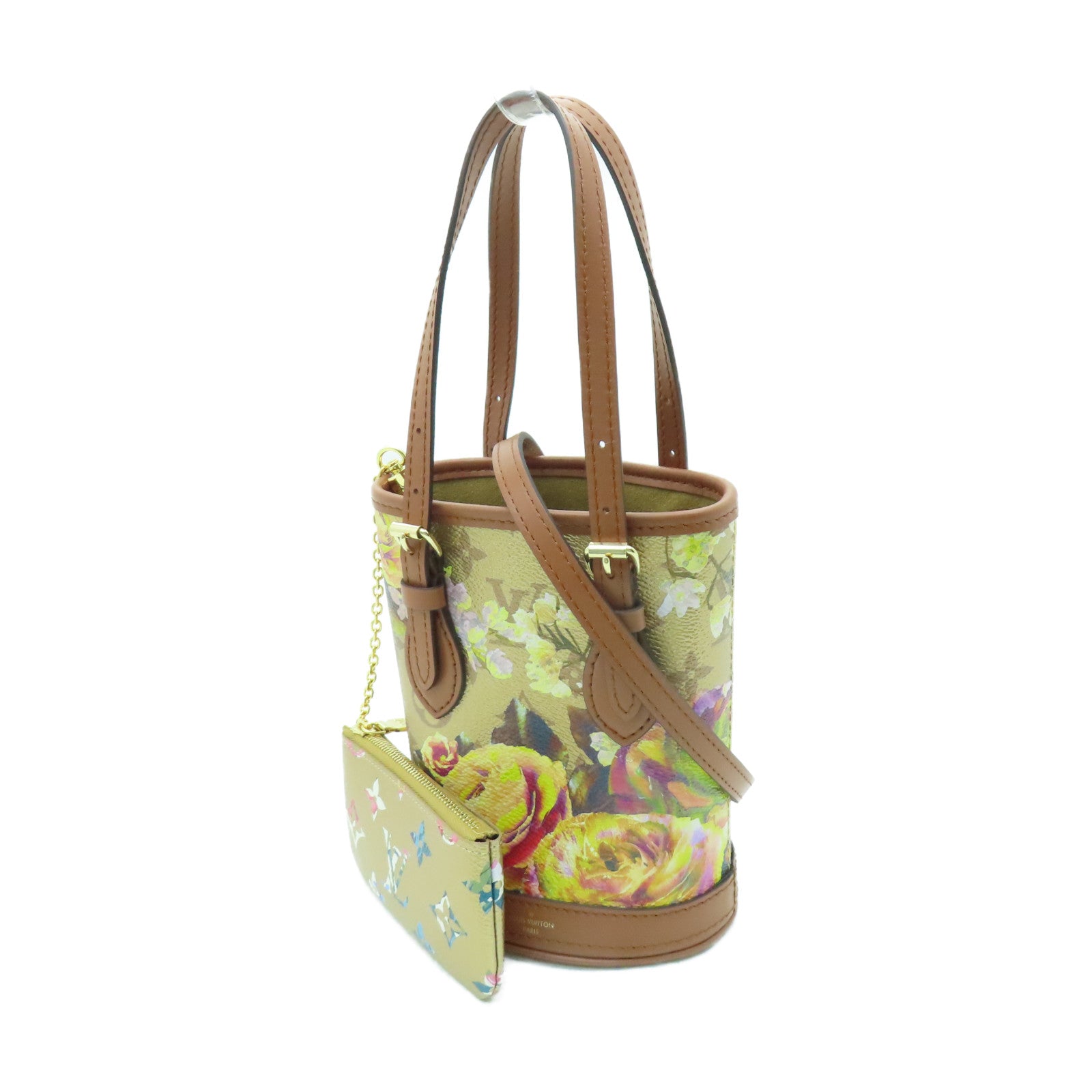 LOUIS VUITTON Monogram Nano Bucket金扣手挽肩背兩用袋金色