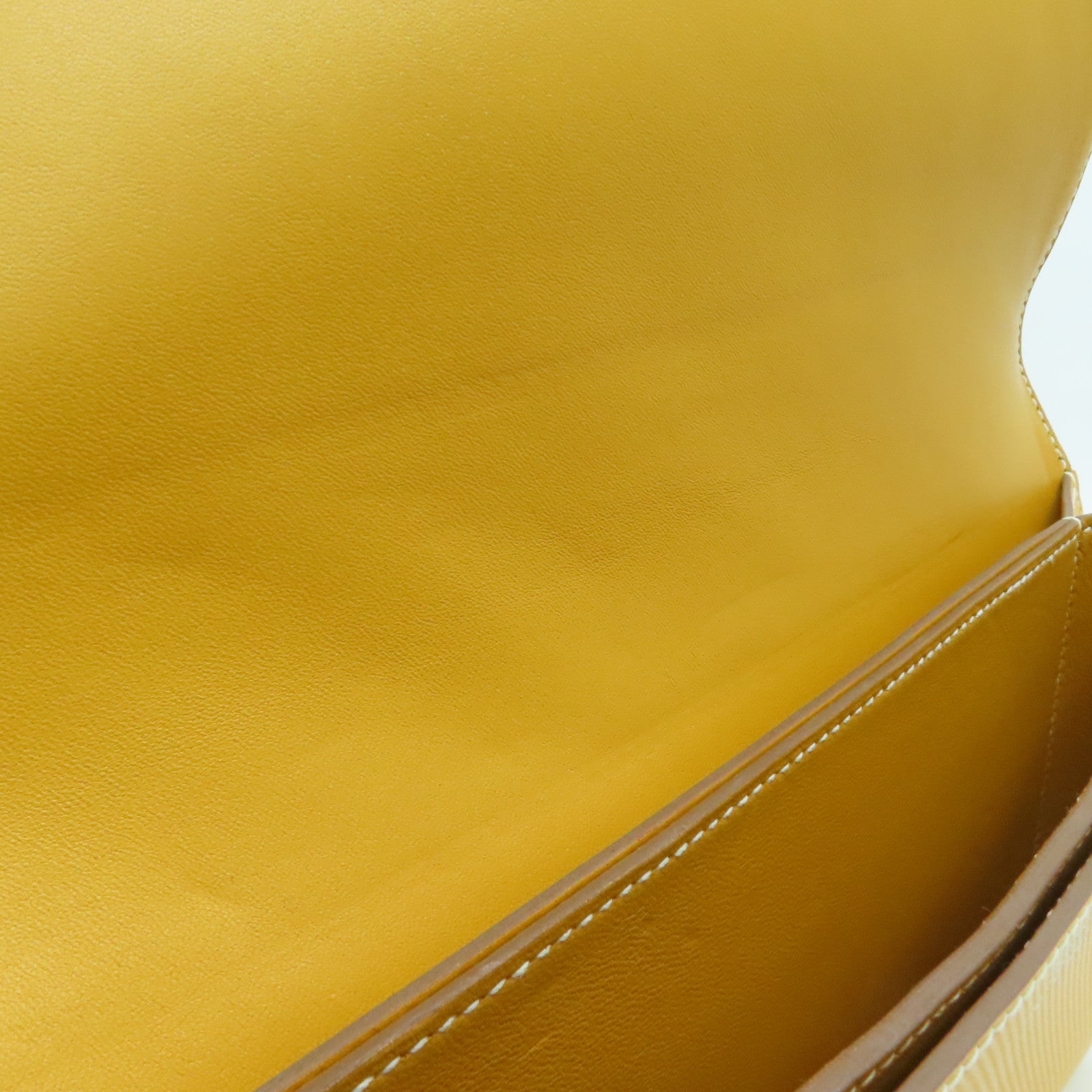 HERMES Grain d'H Leather Chaine D'ancre Silver Buckle Shoulder Bag Mustard Yellow