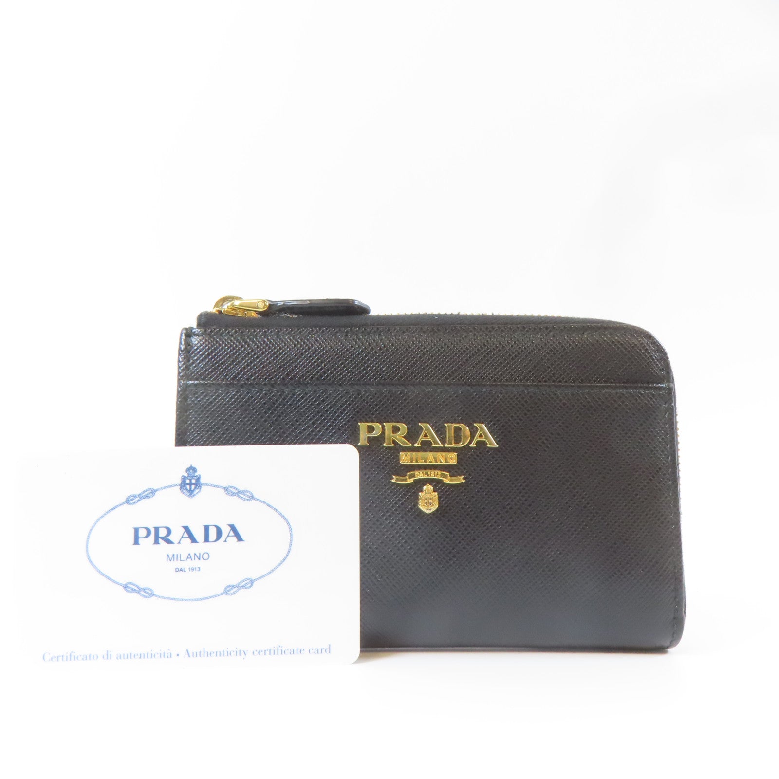 PRADA Saffiano皮革Key Case金扣鎖匙包黑色