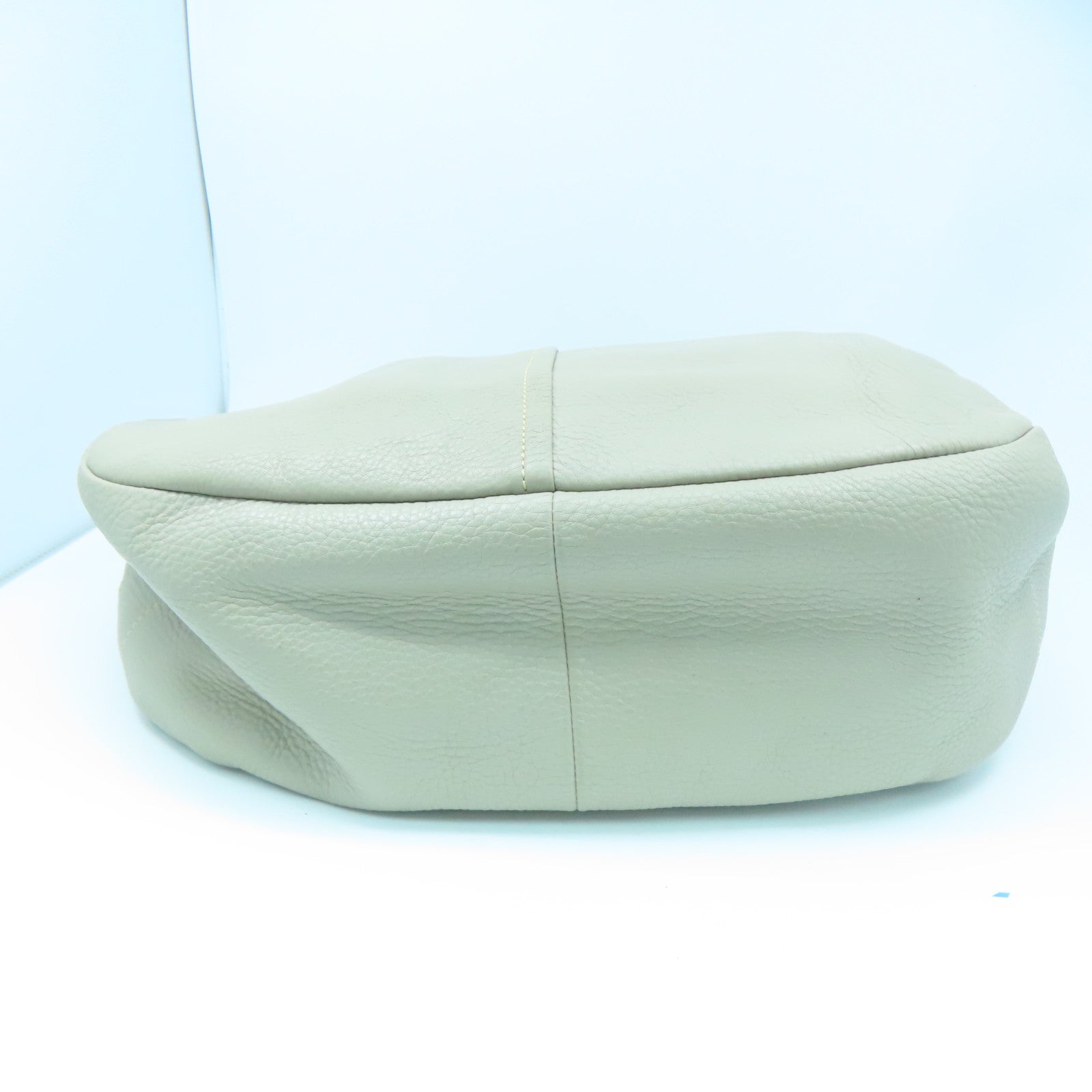 PRADA Leather Shoulder Bag Gold Buckle Beige