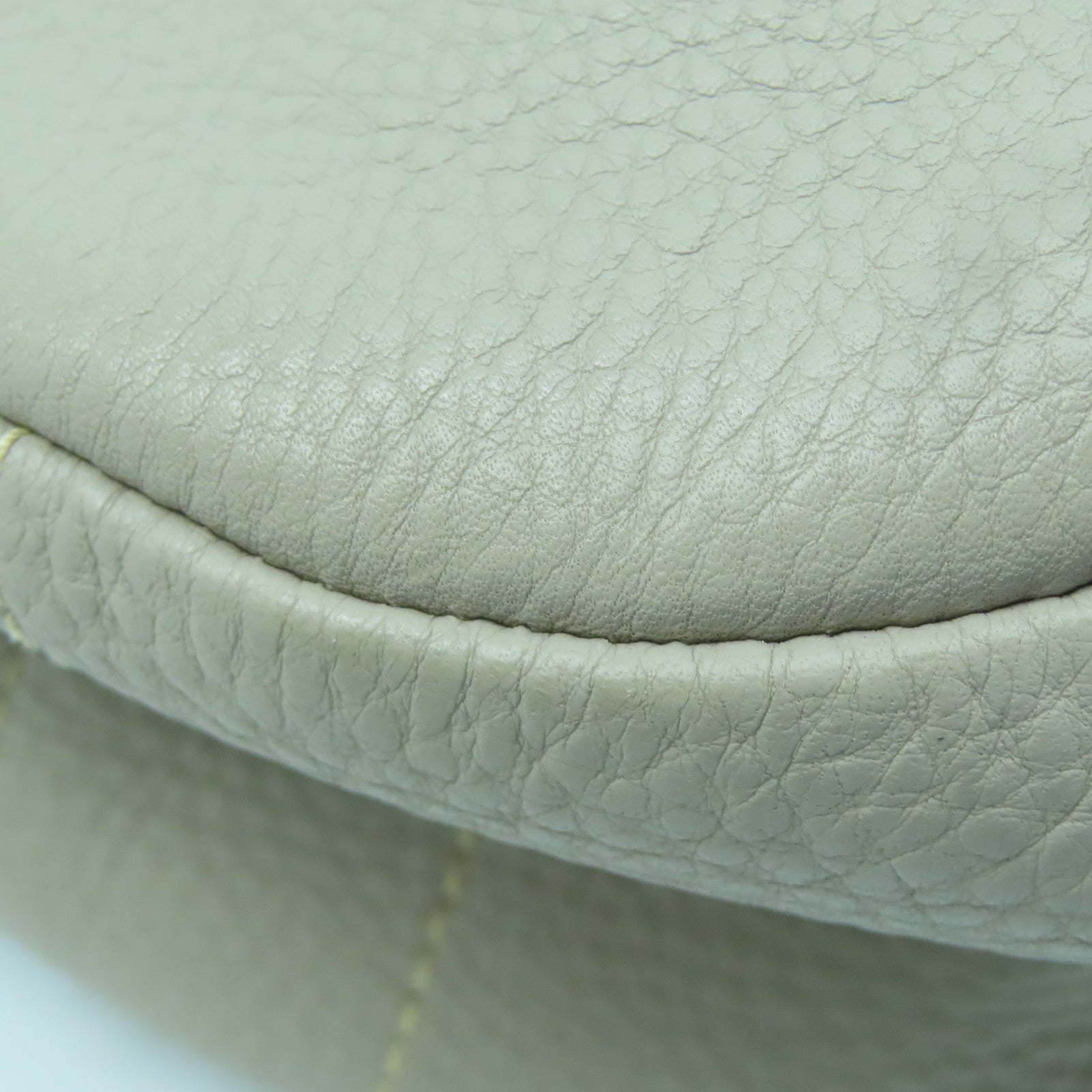 PRADA Leather Shoulder Bag Gold Buckle Beige