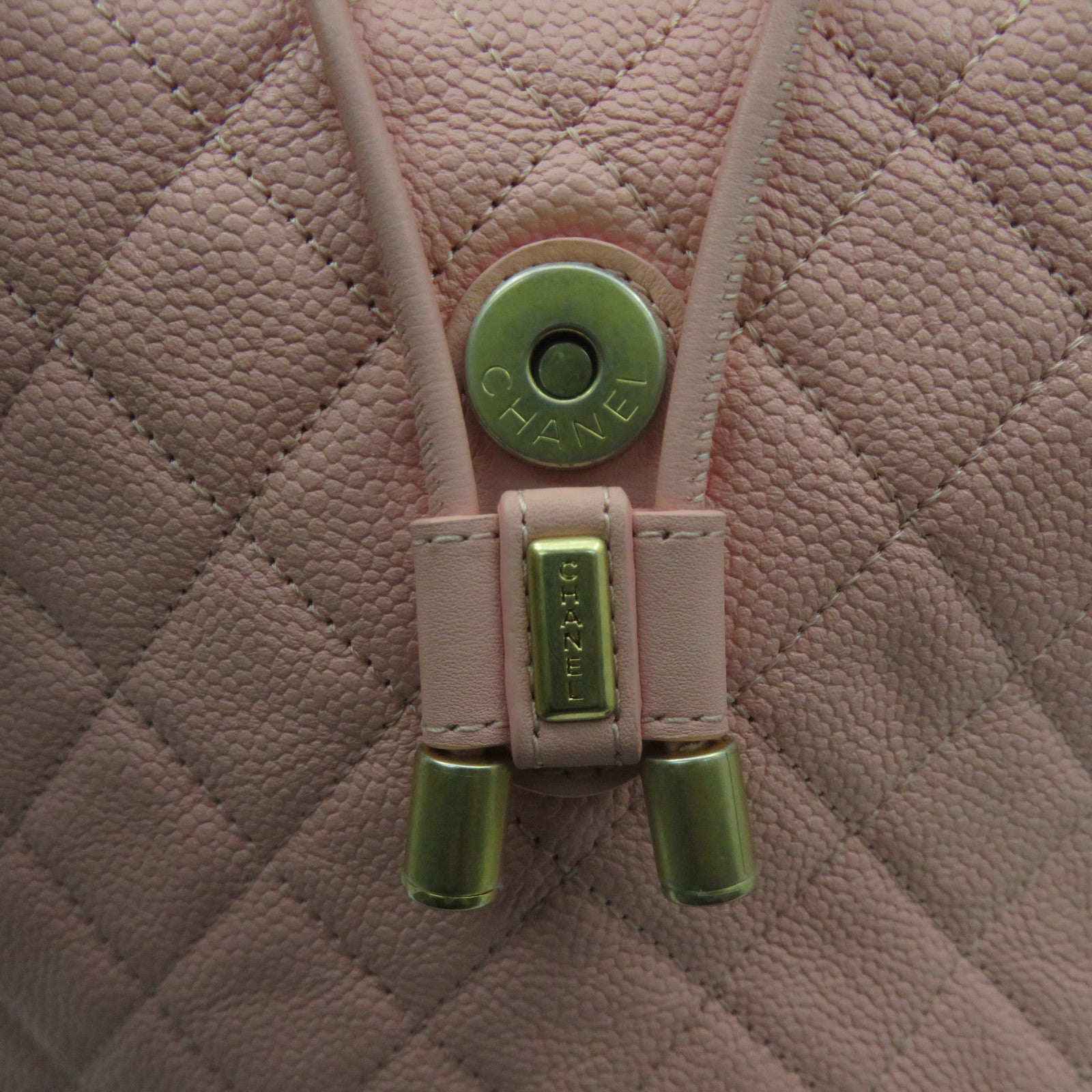 CHANEL 【激減優惠】菱格牛皮皮革Back Pack金扣背包粉紅色