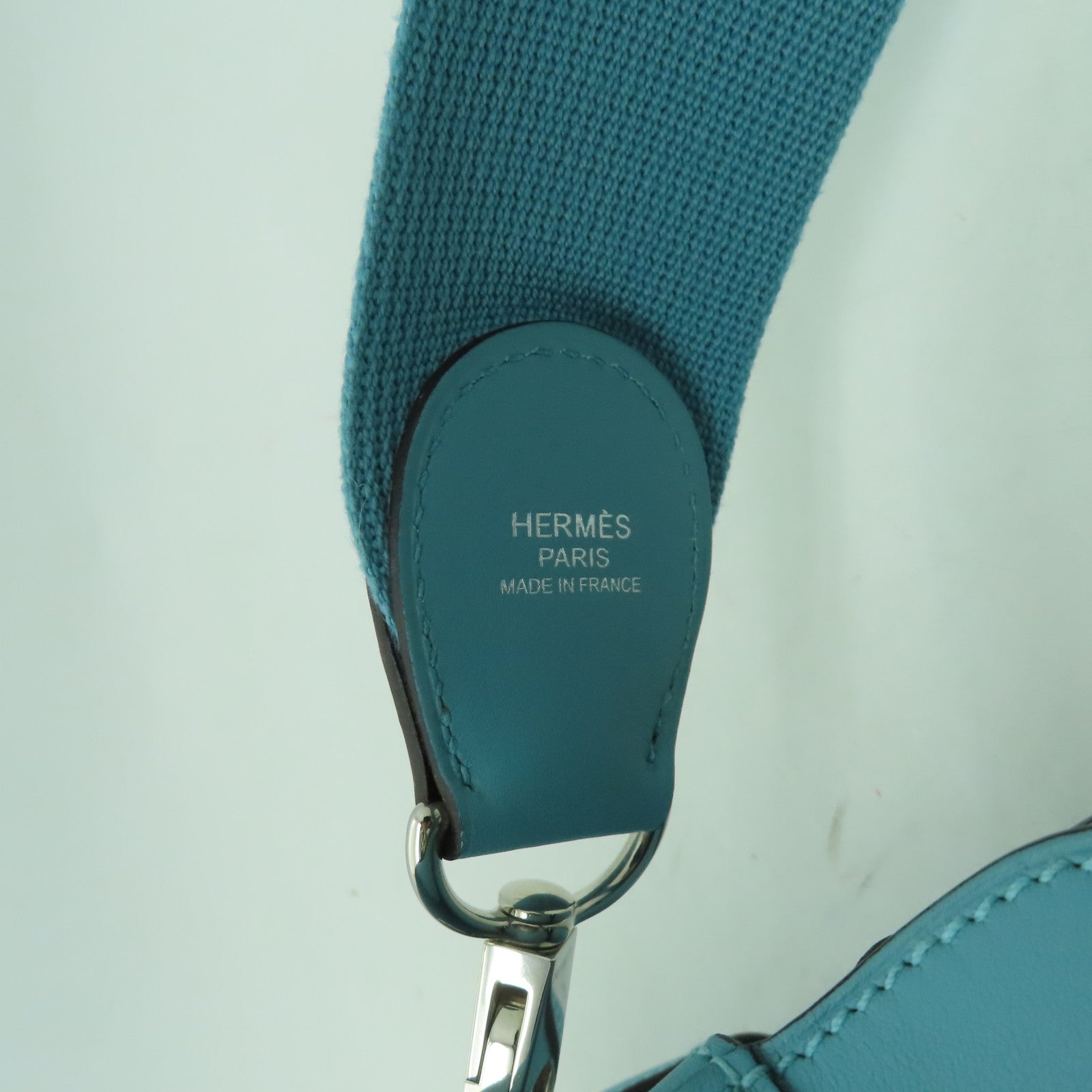 HERMES Swift皮革Toolbox 20銀扣手挽肩背兩用袋淺藍色
