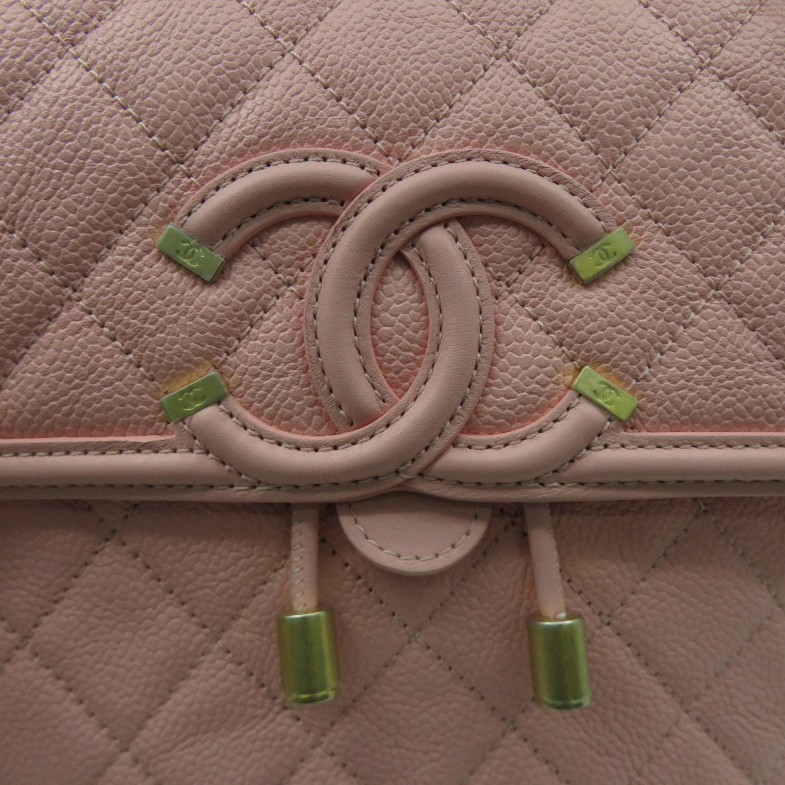CHANEL 【激減優惠】菱格牛皮皮革Back Pack金扣背包粉紅色