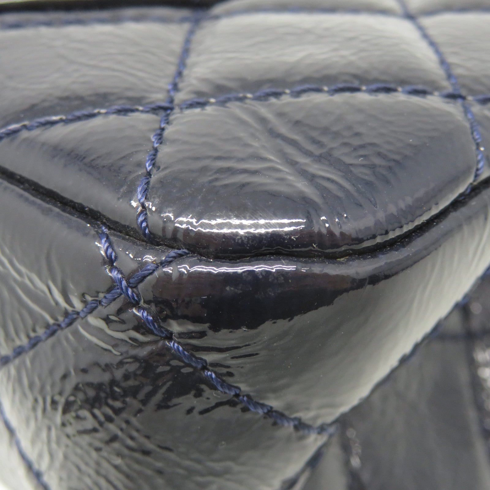 CHANEL diamond patent leather Classic Chain Shoulder Bag silver buckle chain shoulder bag royal blue