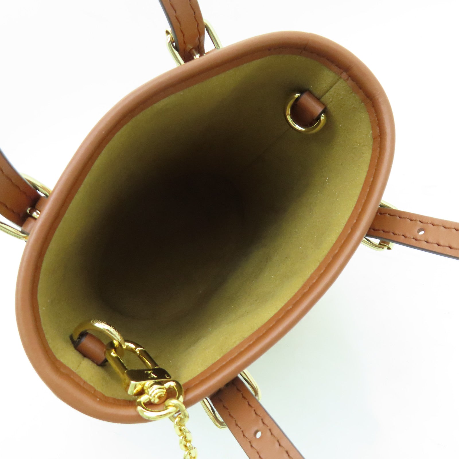 LOUIS VUITTON Monogram Nano Bucket金扣手挽肩背兩用袋金色