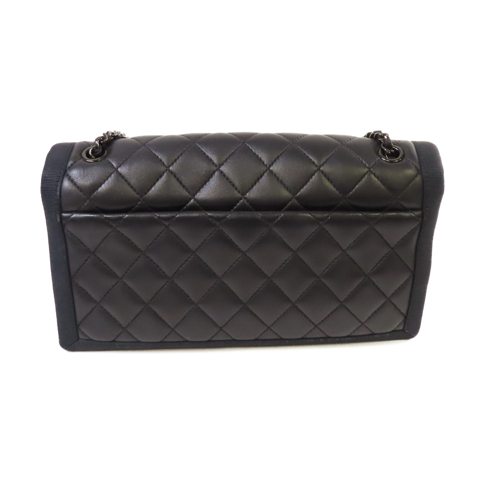 CHANEL 菱格羊皮皮革Chain Shoulder Bag鏈帶肩背袋黑色