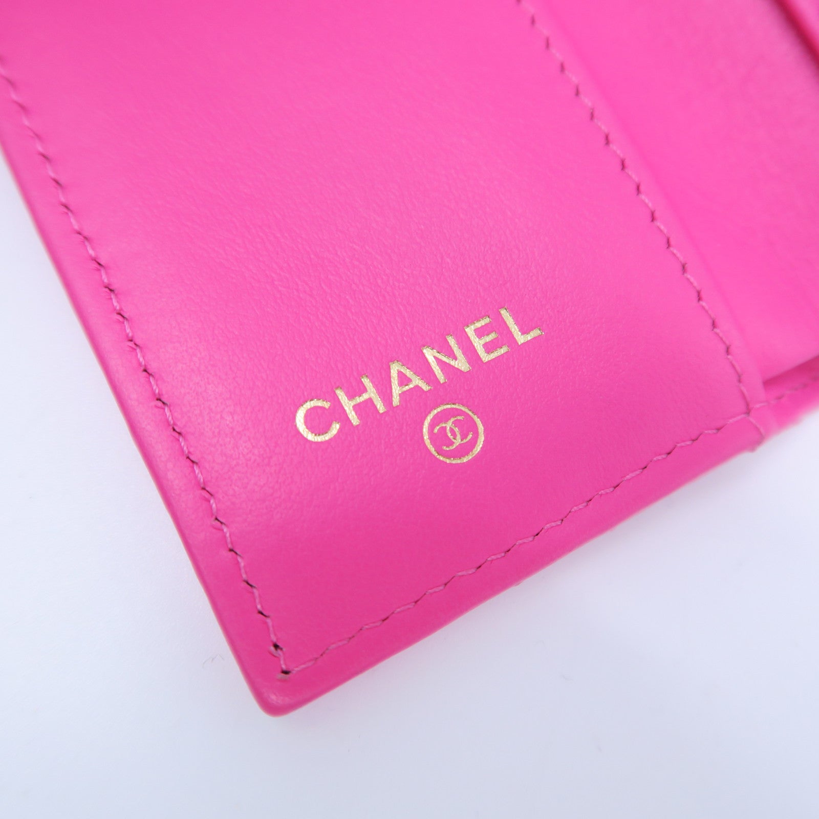 CHANEL 菱格Caviar皮革Wallet銀扣錢包粉紅色