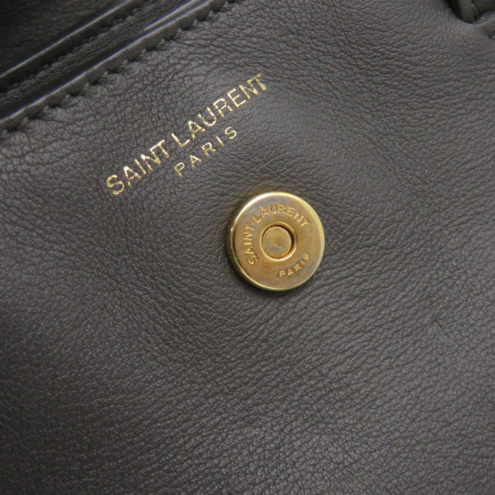 SAINT LAURENT Cowhide Leather / Snake Leather Way Shoulder Bag Handle Shoulder Bag Brown