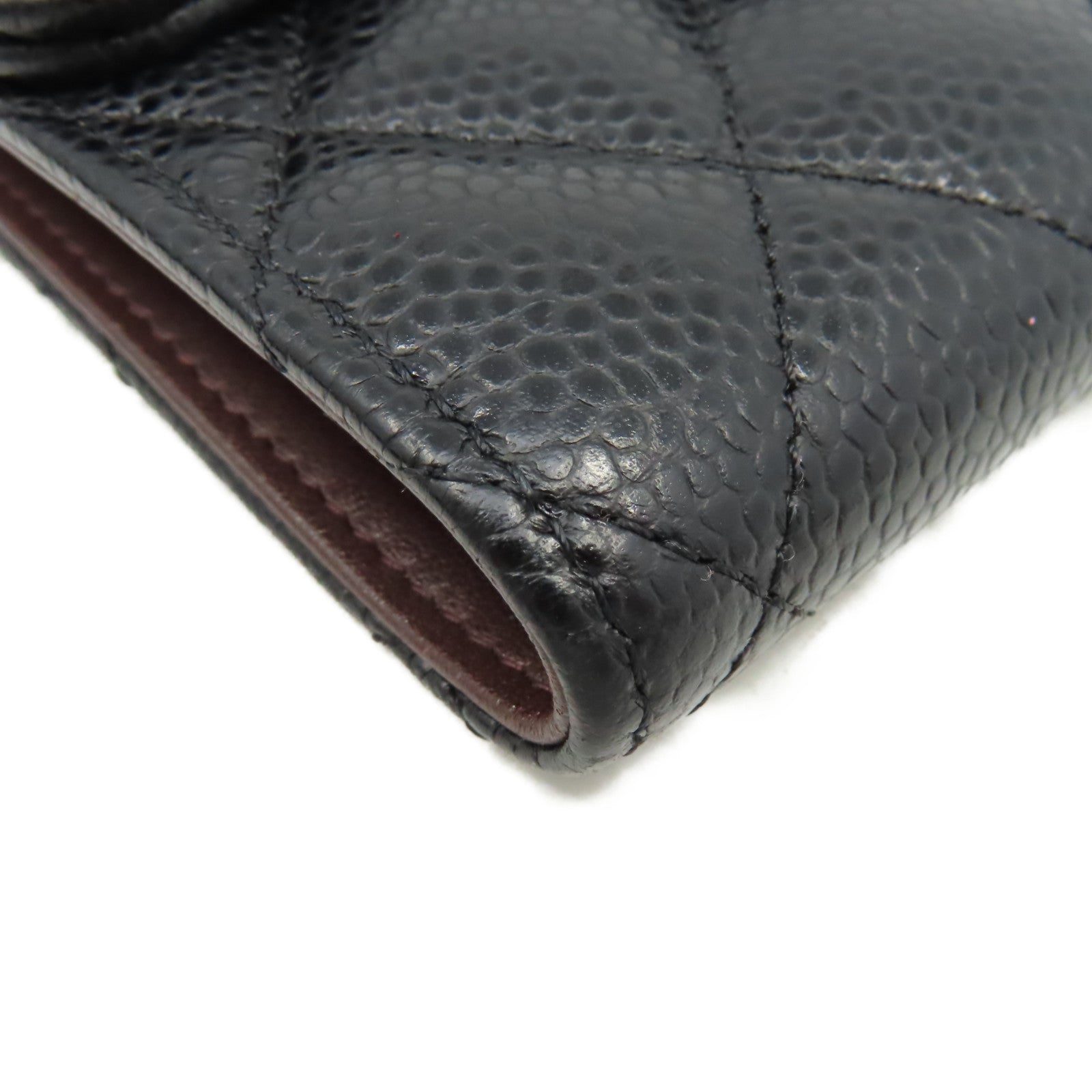 CHANEL 菱格Caviar皮革Short Wallet金扣短錢包黑色